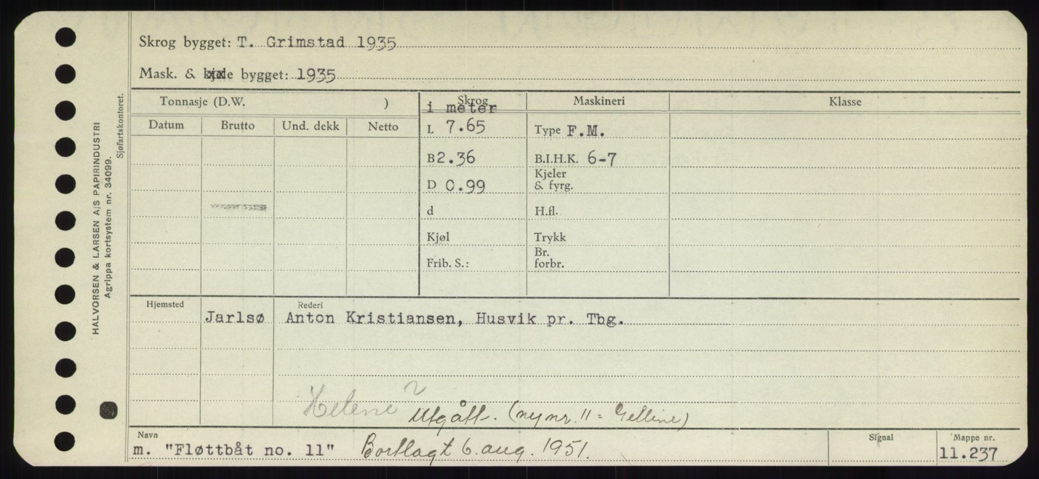 Sjøfartsdirektoratet med forløpere, Skipsmålingen, RA/S-1627/H/Hd/L0011: Fartøy, Fla-Får, p. 89