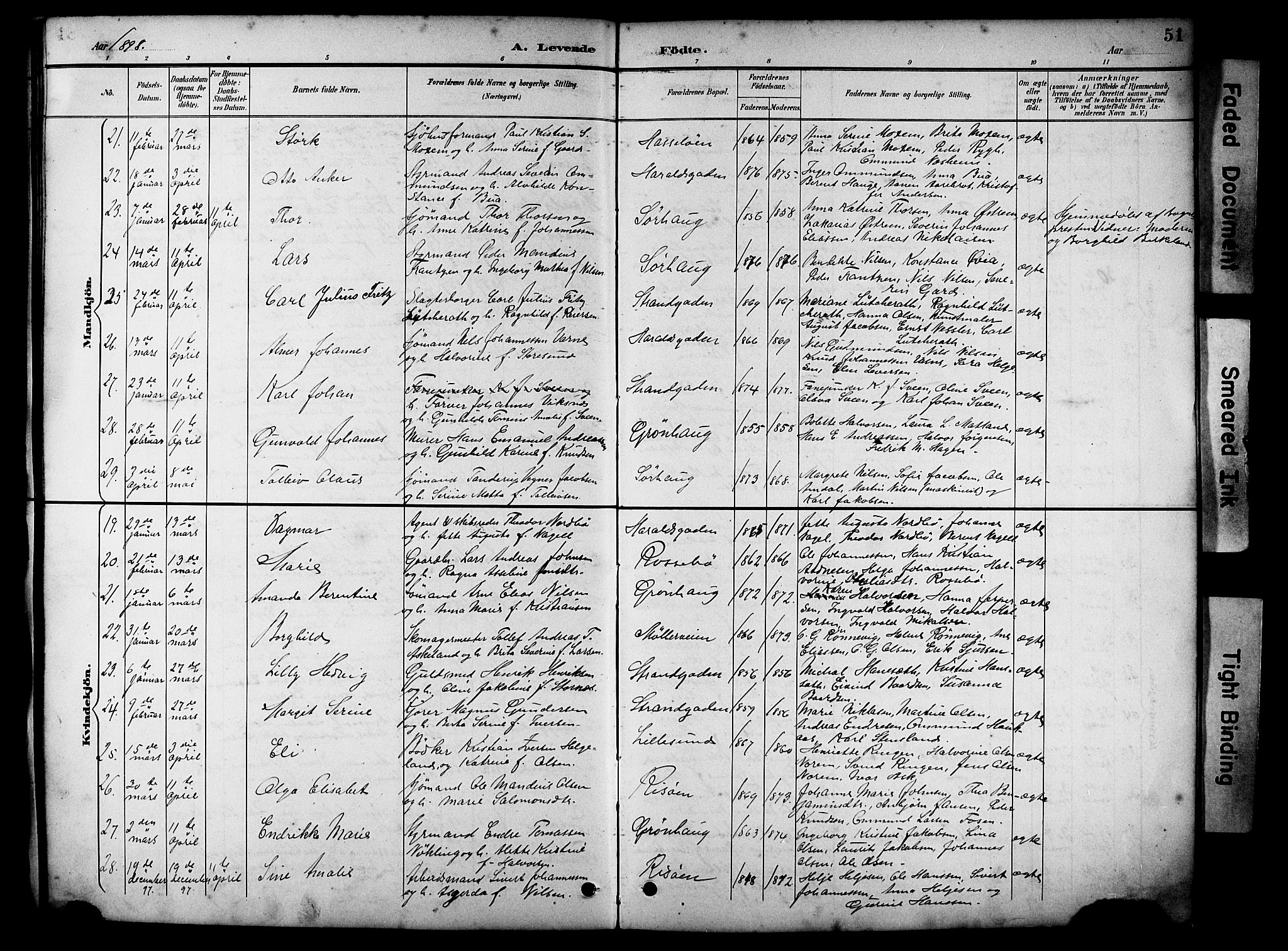 Haugesund sokneprestkontor, SAST/A -101863/H/Ha/Hab/L0005: Parish register (copy) no. B 5, 1894-1908, p. 51