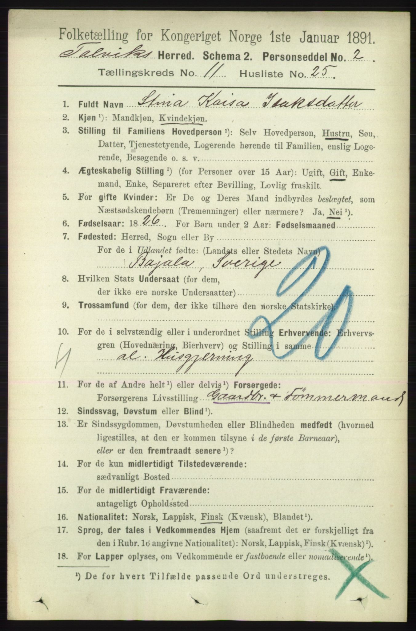 RA, 1891 census for 2013 Talvik, 1891, p. 2880