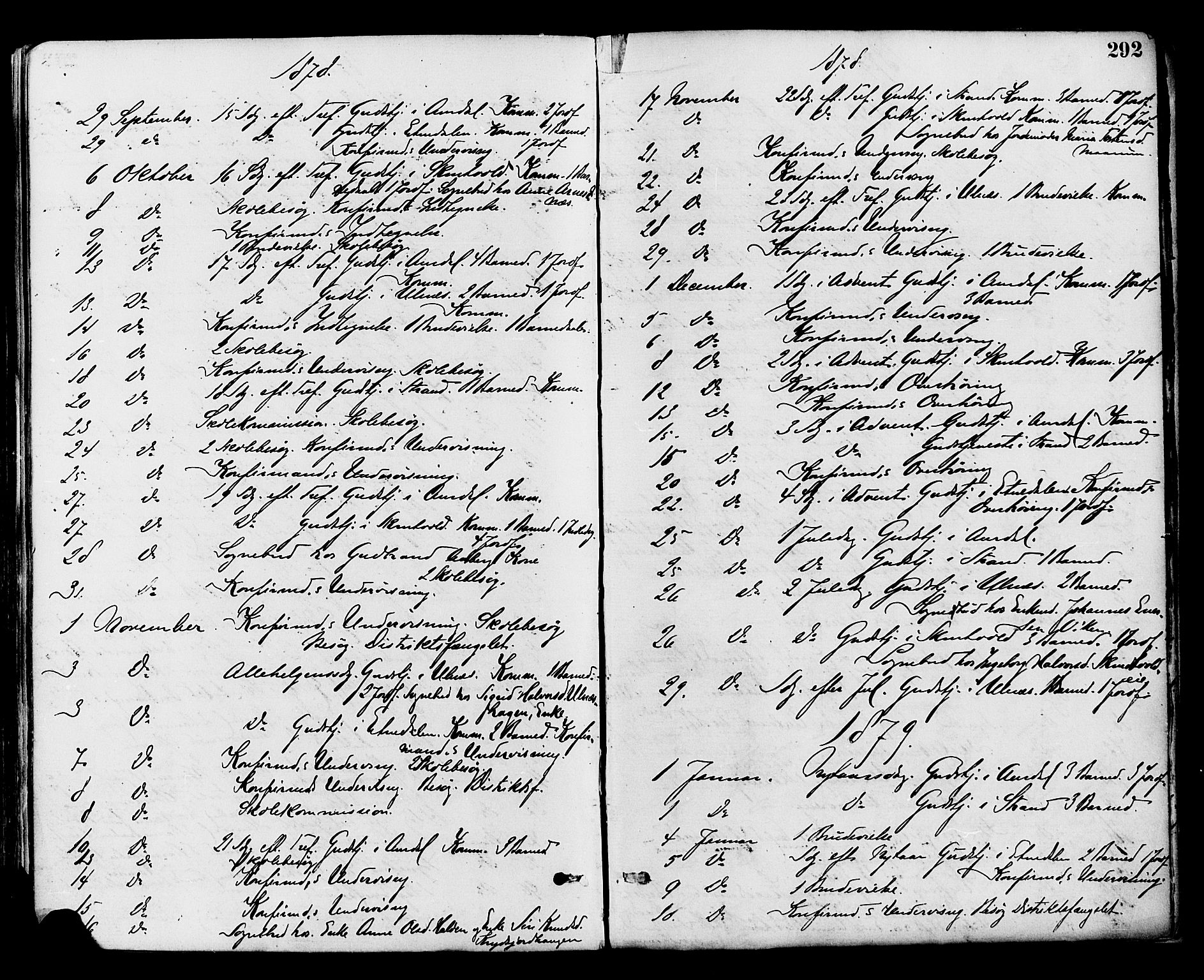 Nord-Aurdal prestekontor, SAH/PREST-132/H/Ha/Haa/L0009: Parish register (official) no. 9, 1876-1882, p. 292