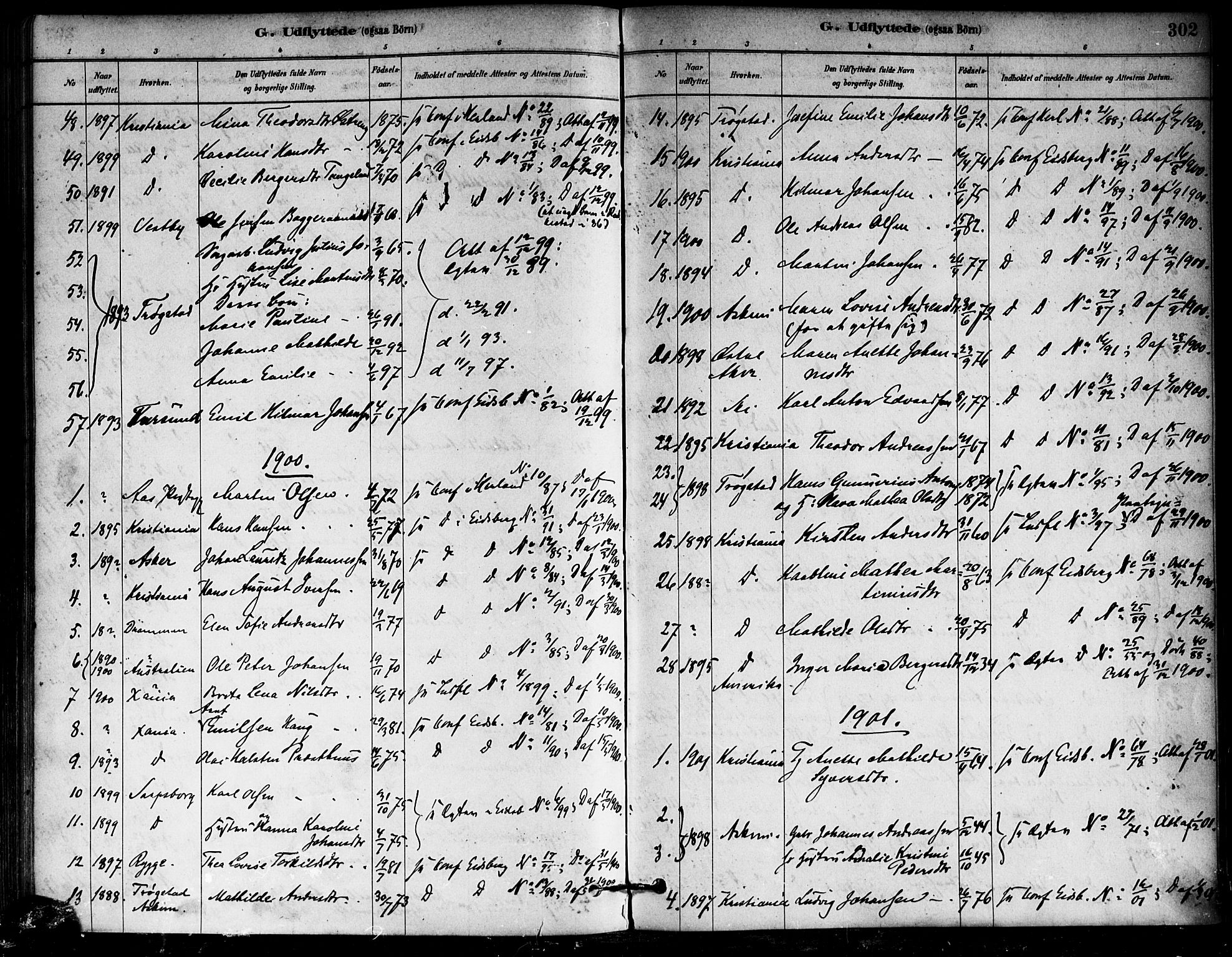Eidsberg prestekontor Kirkebøker, SAO/A-10905/F/Fa/L0012: Parish register (official) no. I 12, 1879-1901, p. 302