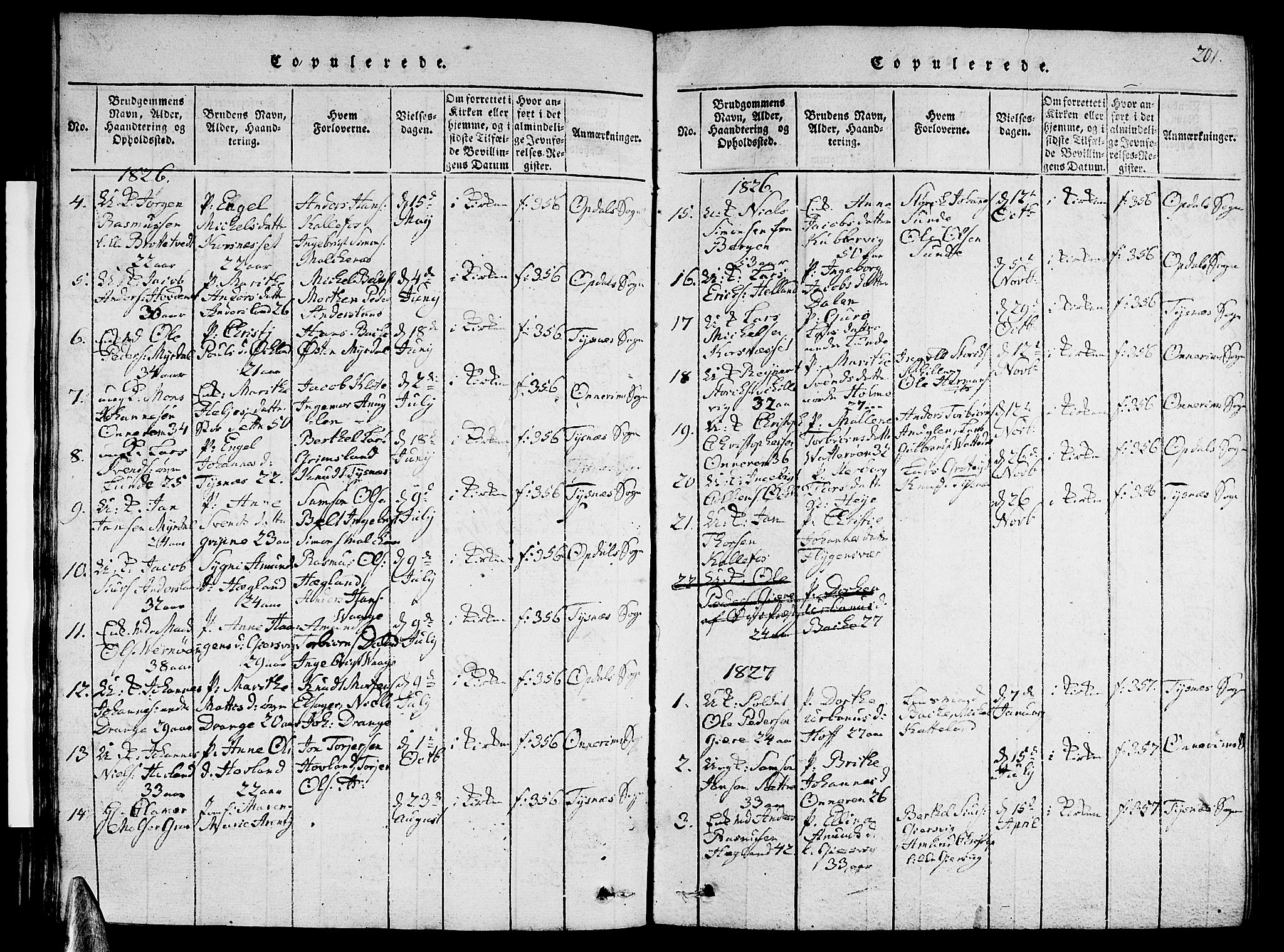 Tysnes sokneprestembete, AV/SAB-A-78601/H/Hab: Parish register (copy) no. A 1, 1816-1828, p. 201