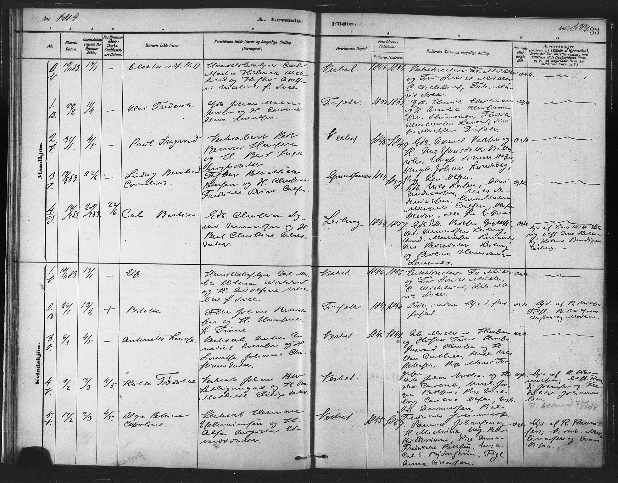 Berg sokneprestkontor, SATØ/S-1318/G/Ga/Gaa/L0004kirke: Parish register (official) no. 4, 1880-1894, p. 33