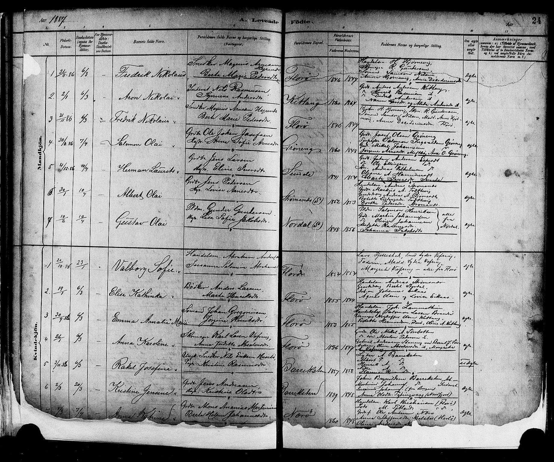 Kinn sokneprestembete, SAB/A-80801/H/Hab/Haba/L0002: Parish register (copy) no. A 2, 1882-1906, p. 24