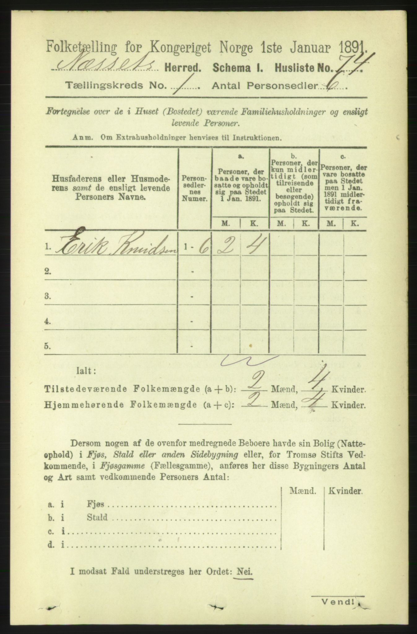 RA, 1891 census for 1543 Nesset, 1891, p. 88