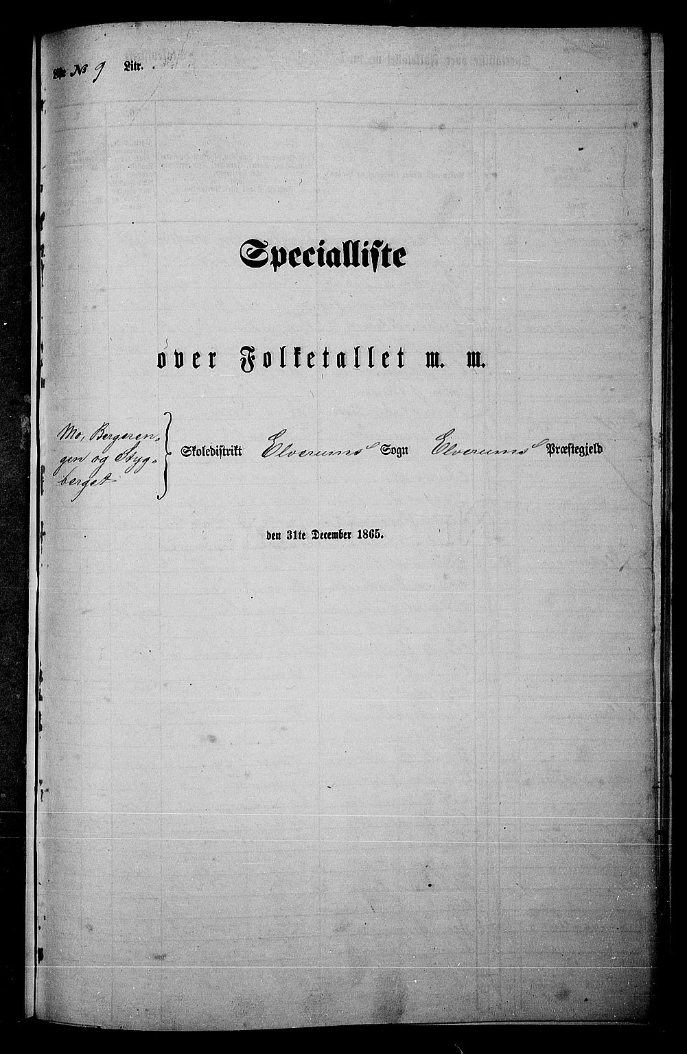 RA, 1865 census for Elverum, 1865, p. 205