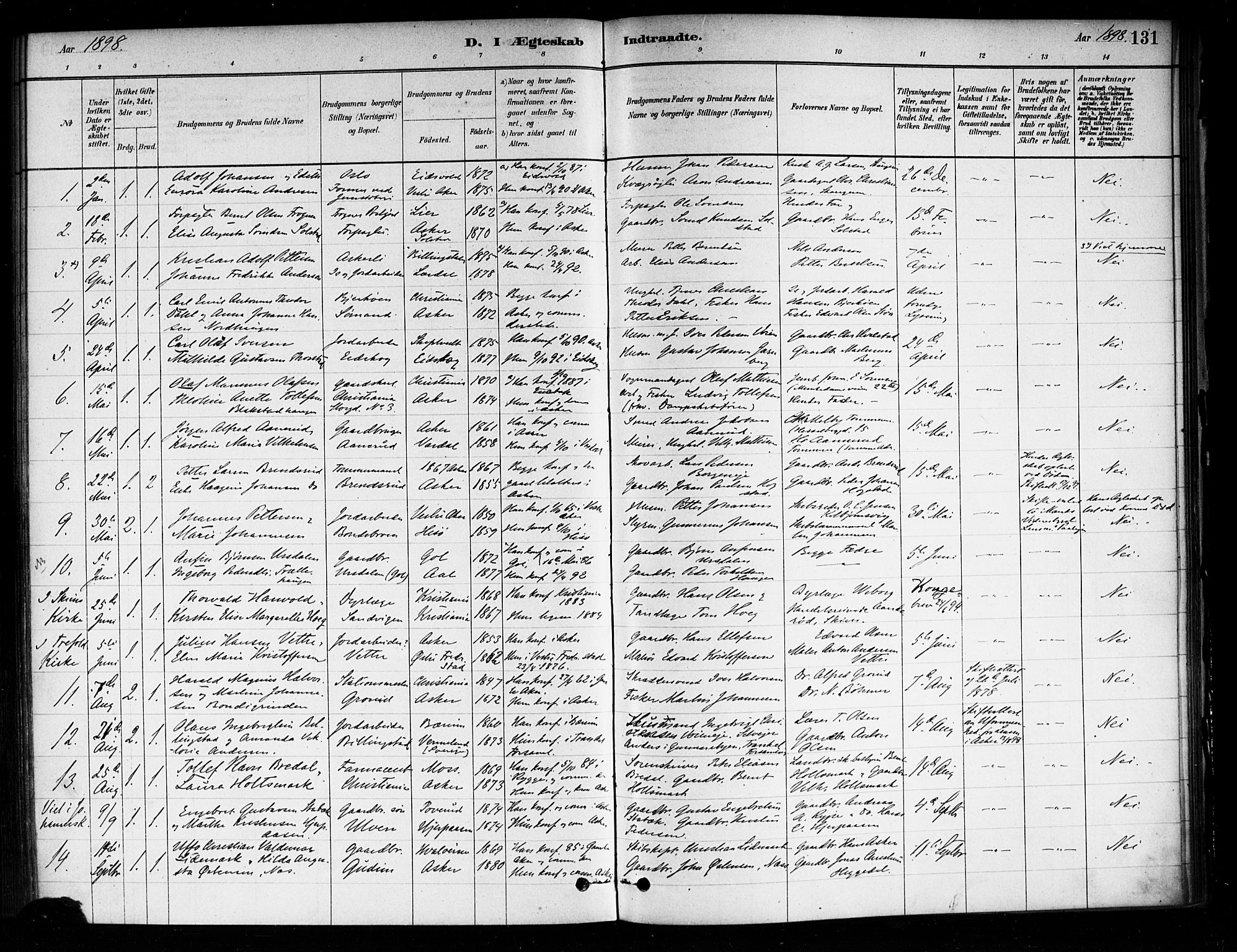 Asker prestekontor Kirkebøker, SAO/A-10256a/F/Fa/L0014: Parish register (official) no. I 14, 1879-1900, p. 131