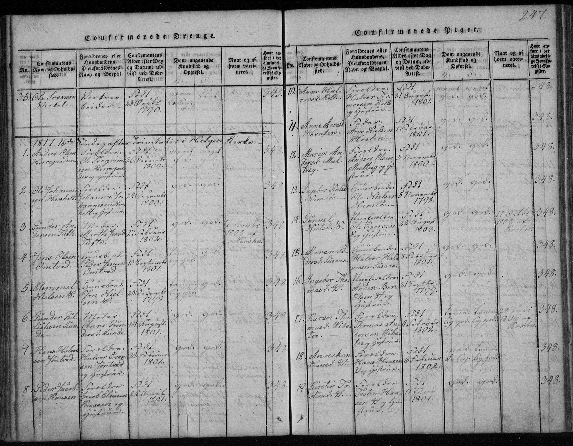 Holla kirkebøker, SAKO/A-272/F/Fa/L0003: Parish register (official) no. 3, 1815-1830, p. 247