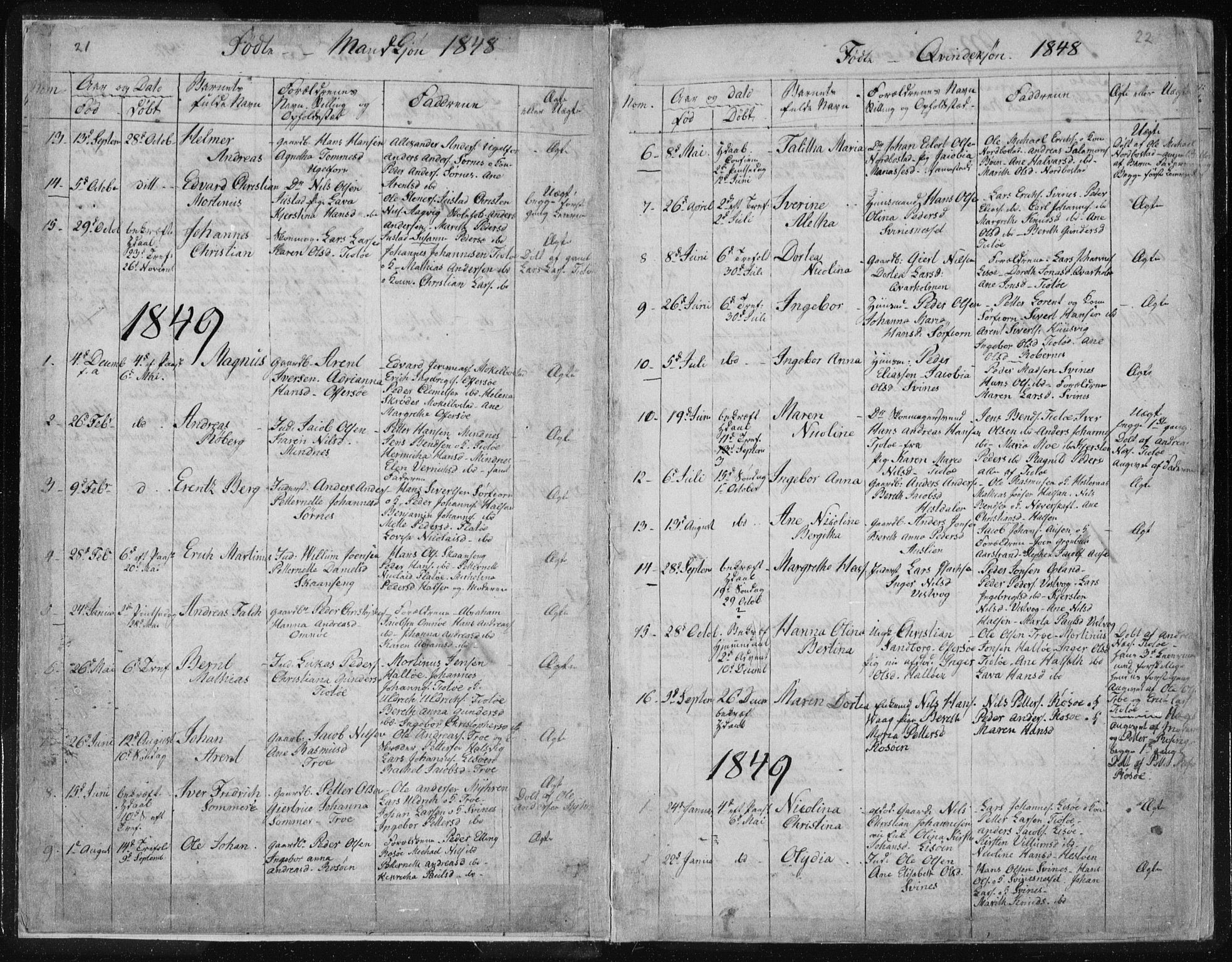 Ministerialprotokoller, klokkerbøker og fødselsregistre - Nordland, AV/SAT-A-1459/817/L0266: Parish register (copy) no. 817C01, 1841-1869, p. 21-22