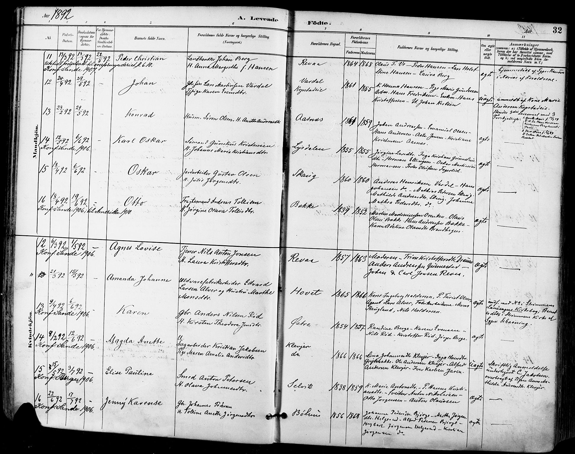 Sande Kirkebøker, AV/SAKO-A-53/F/Fa/L0007: Parish register (official) no. 7, 1888-1903, p. 32