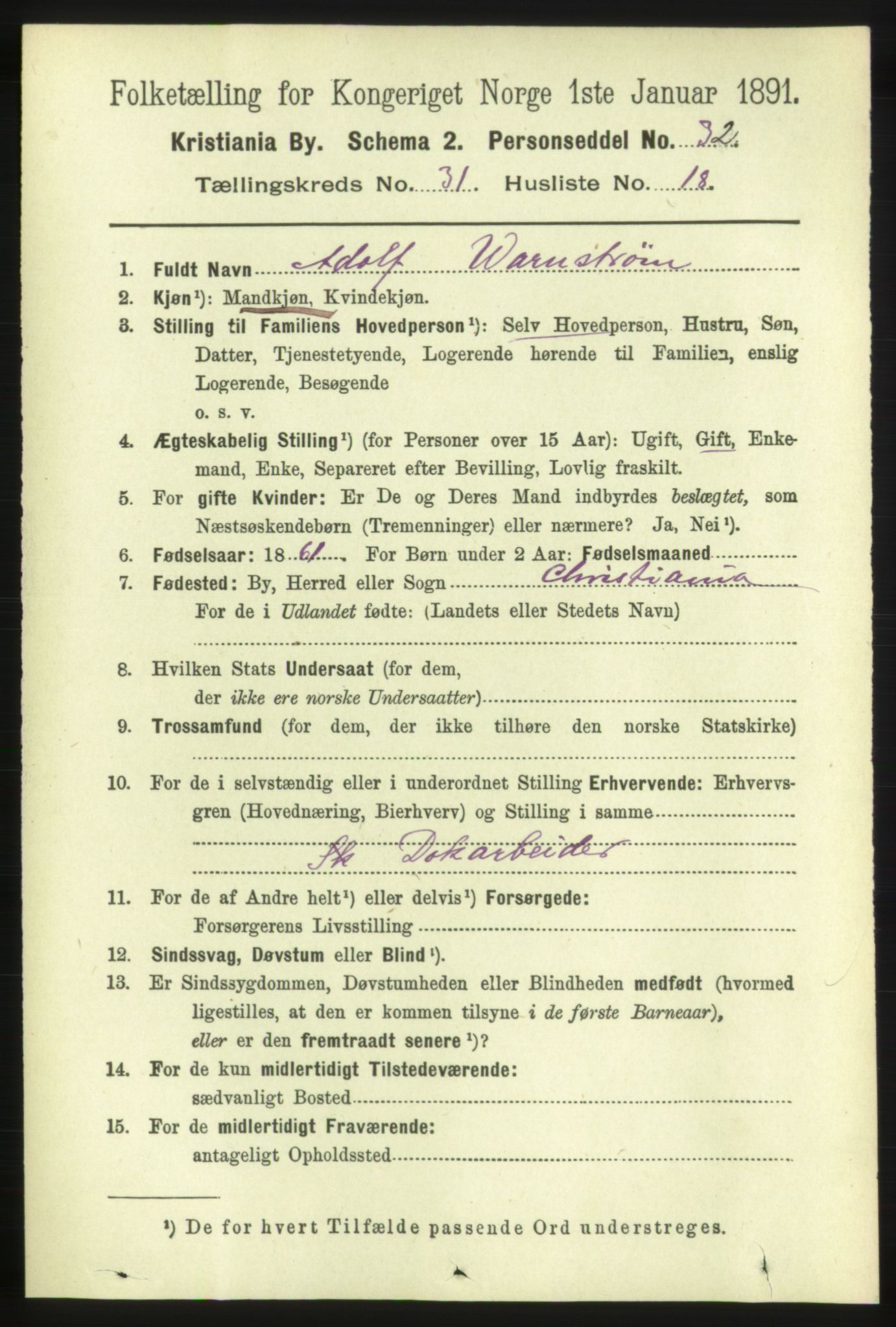 RA, 1891 census for 0301 Kristiania, 1891, p. 16424