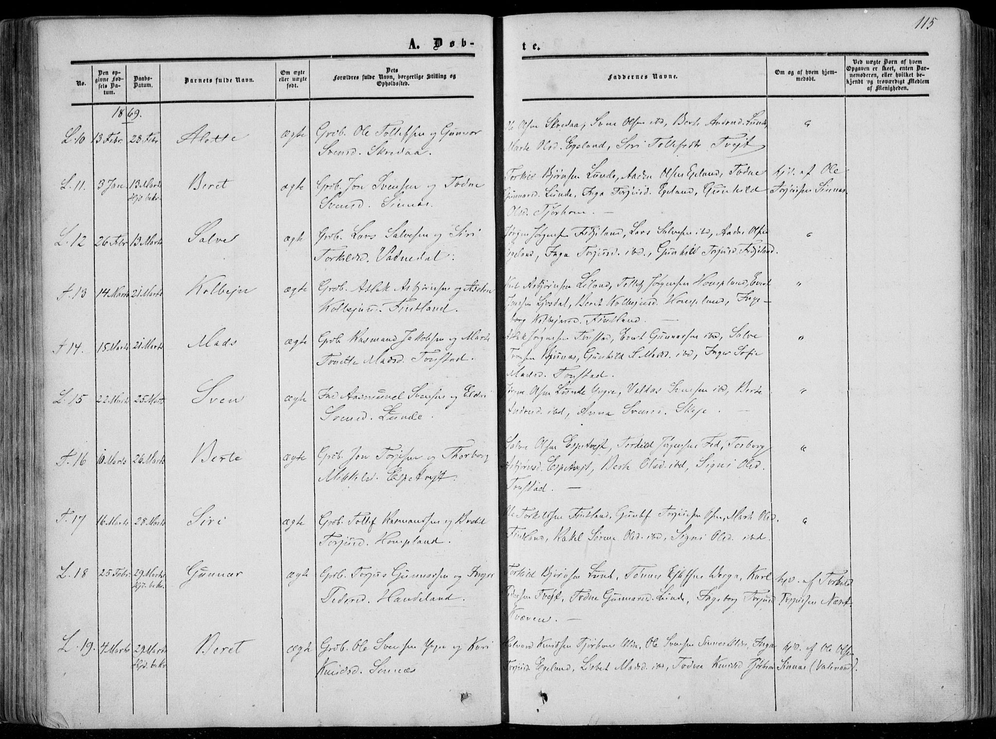 Sirdal sokneprestkontor, AV/SAK-1111-0036/F/Fa/Fab/L0002: Parish register (official) no. A 2, 1855-1874, p. 115