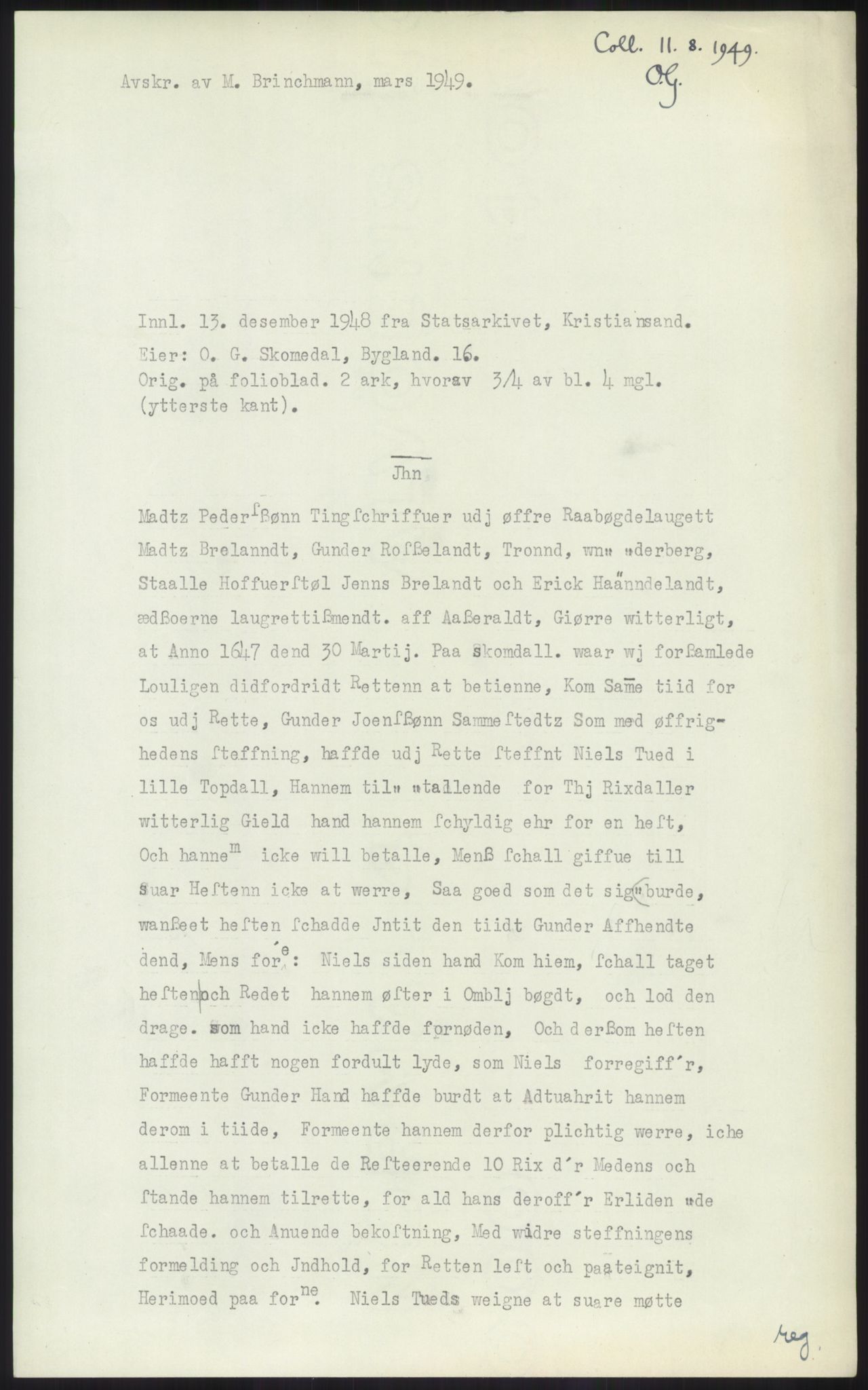 Samlinger til kildeutgivelse, Diplomavskriftsamlingen, RA/EA-4053/H/Ha, p. 823