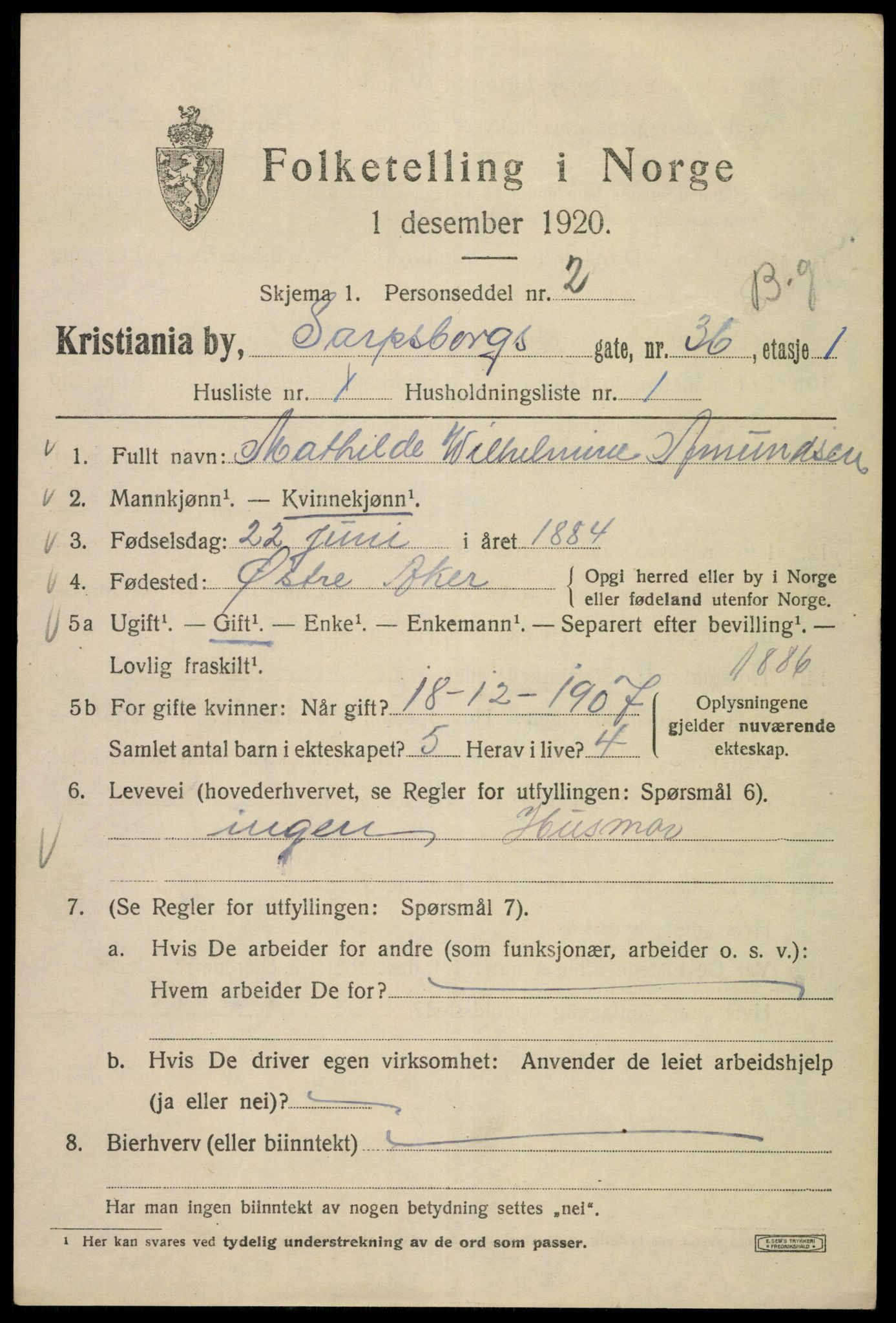 SAO, 1920 census for Kristiania, 1920, p. 486151