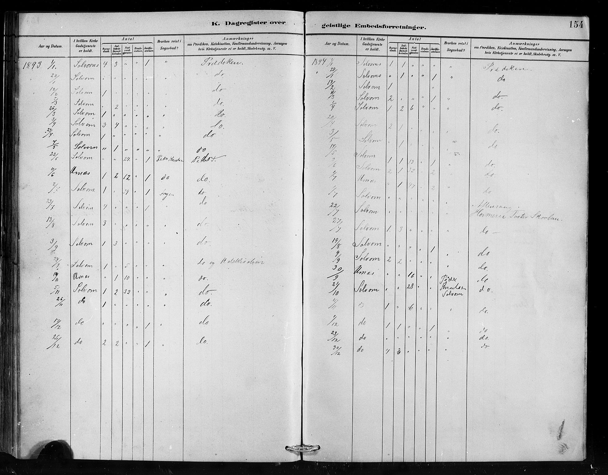 Hafslo sokneprestembete, SAB/A-80301/H/Hab/Habc/L0001: Parish register (copy) no. C 1, 1882-1908, p. 154