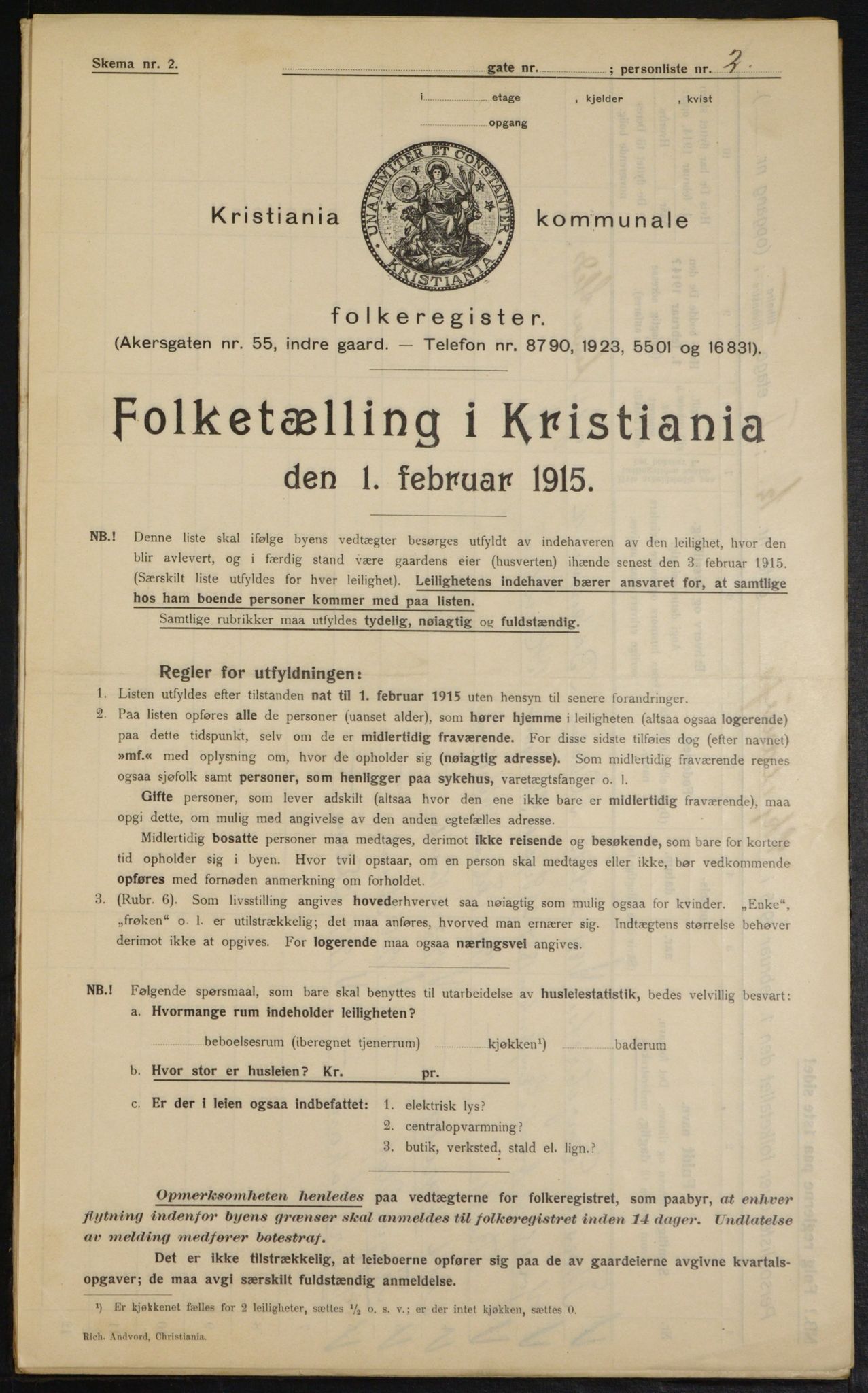 OBA, Municipal Census 1915 for Kristiania, 1915, p. 95682