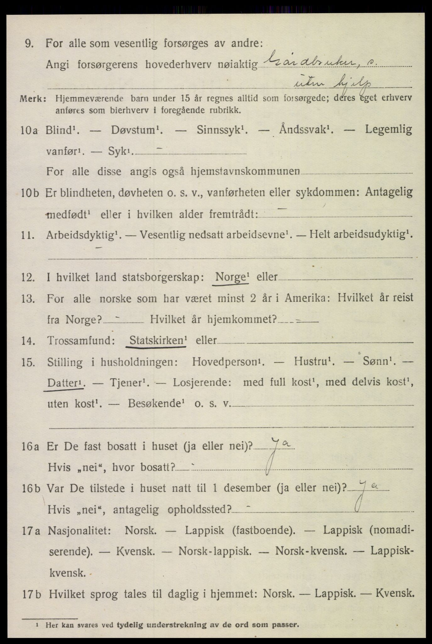 SAT, 1920 census for Leksvik, 1920, p. 3495