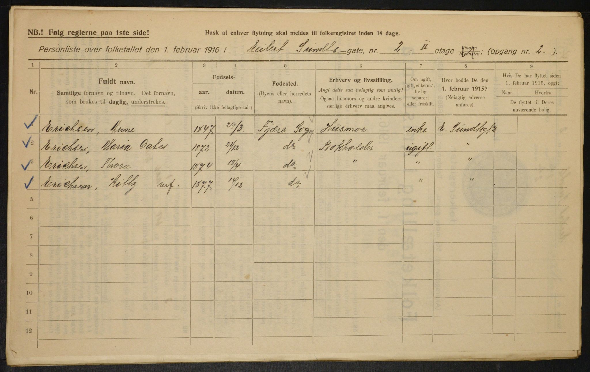 OBA, Municipal Census 1916 for Kristiania, 1916, p. 19190