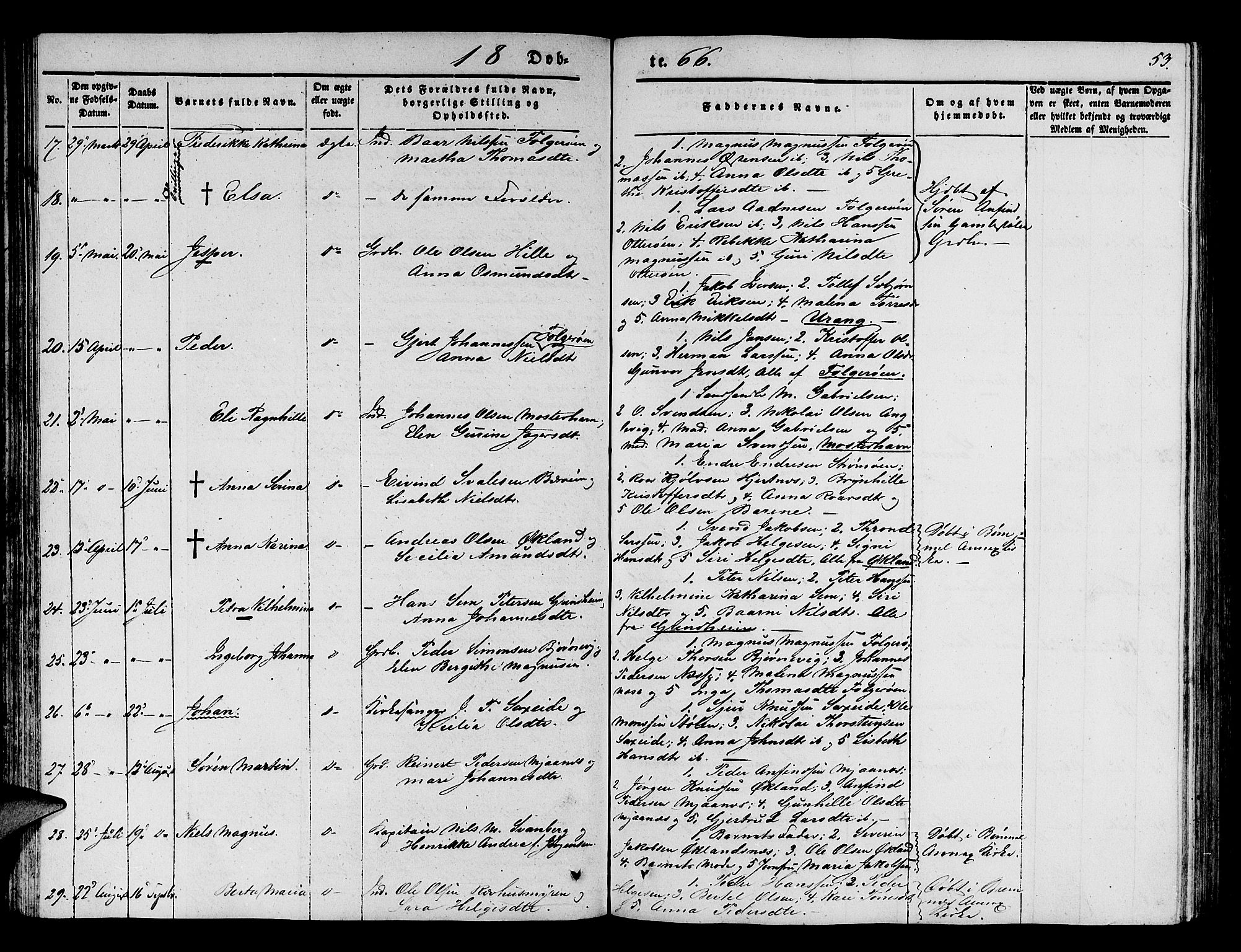 Finnås sokneprestembete, SAB/A-99925/H/Ha/Hab/Haba/L0001: Parish register (copy) no. A 1, 1851-1873, p. 53