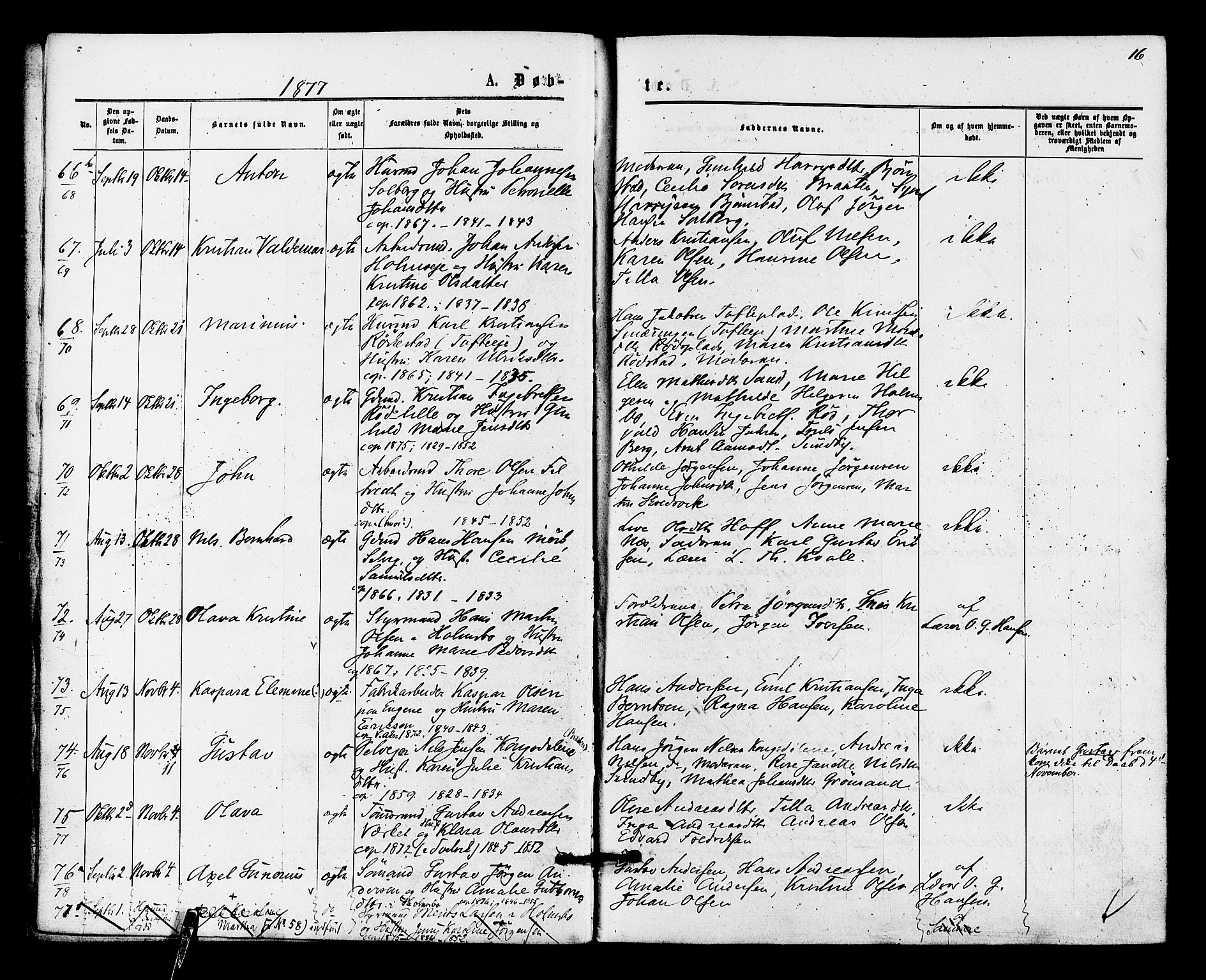Hurum kirkebøker, SAKO/A-229/F/Fa/L0013: Parish register (official) no. 13, 1876-1881, p. 16