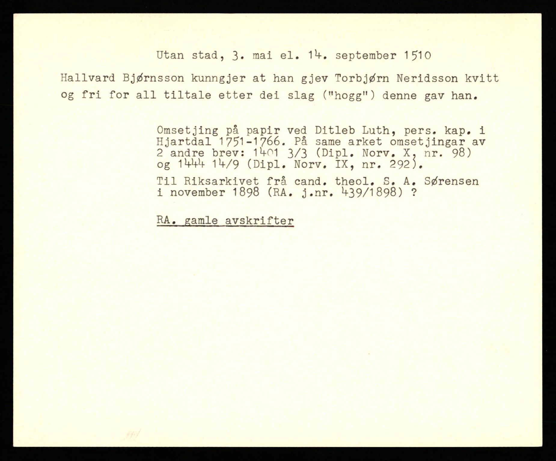 Riksarkivets diplomsamling, AV/RA-EA-5965/F35/F35b/L0001: Riksarkivets diplomer, seddelregister, 1307-1566, p. 141