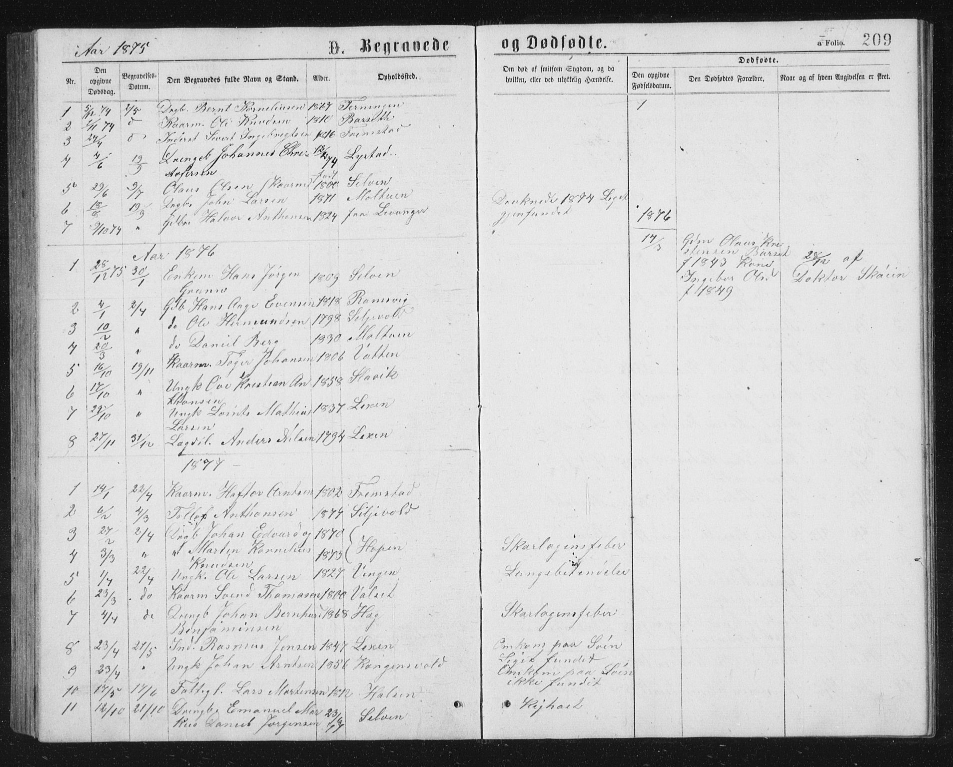 Ministerialprotokoller, klokkerbøker og fødselsregistre - Sør-Trøndelag, SAT/A-1456/662/L0756: Parish register (copy) no. 662C01, 1869-1891, p. 209