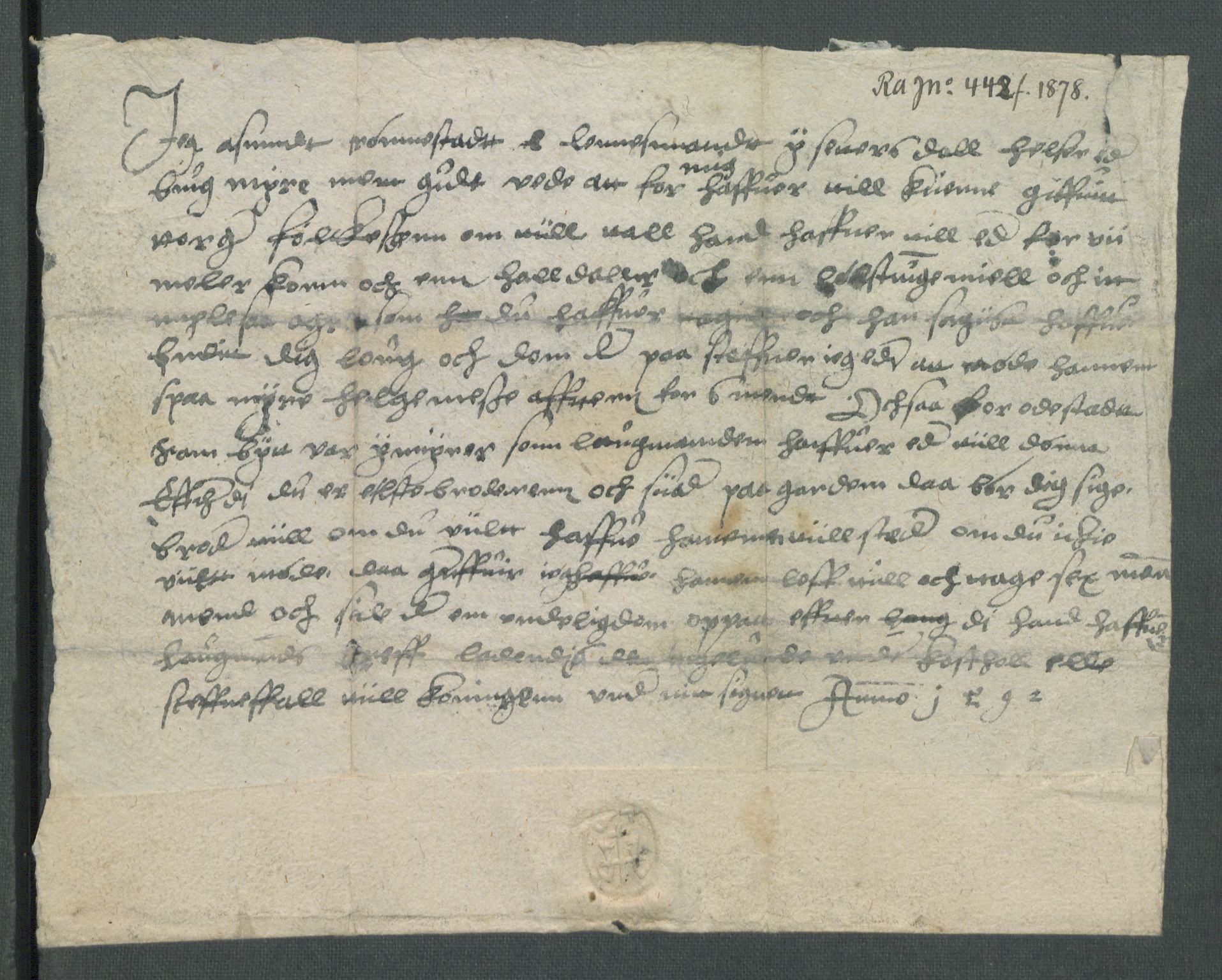 Riksarkivets diplomsamling, AV/RA-EA-5965/F02/L0096: Dokumenter, 1592, p. 100