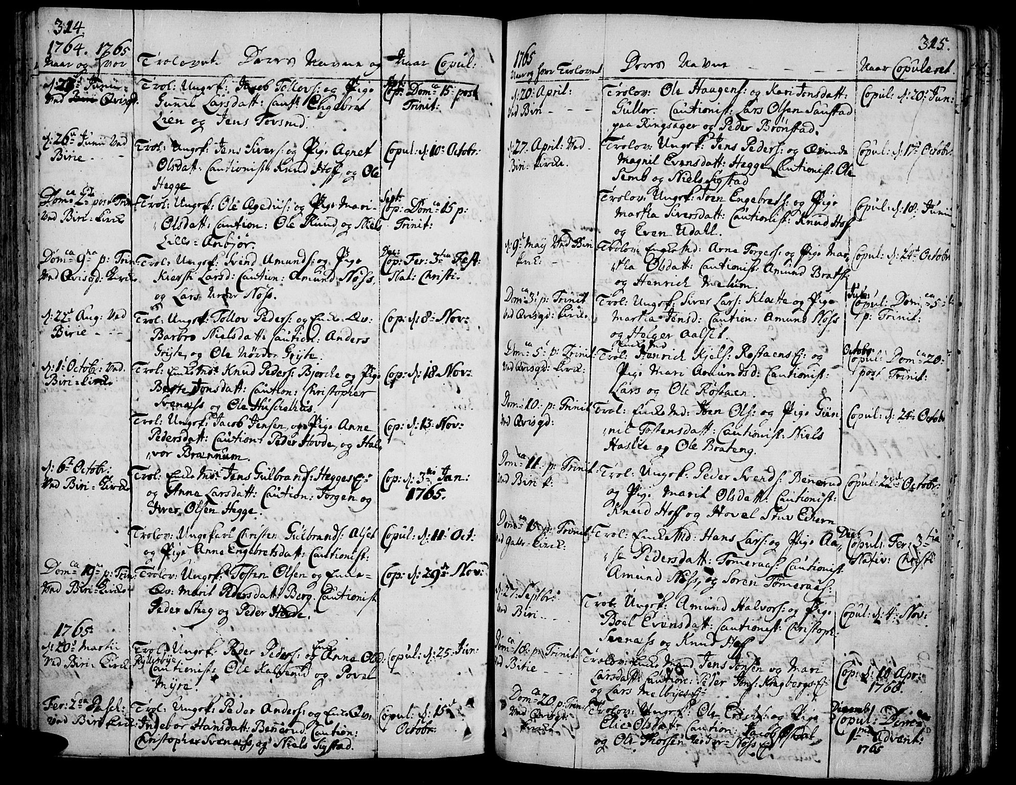 Biri prestekontor, SAH/PREST-096/H/Ha/Haa/L0002: Parish register (official) no. 2, 1754-1789, p. 314-315