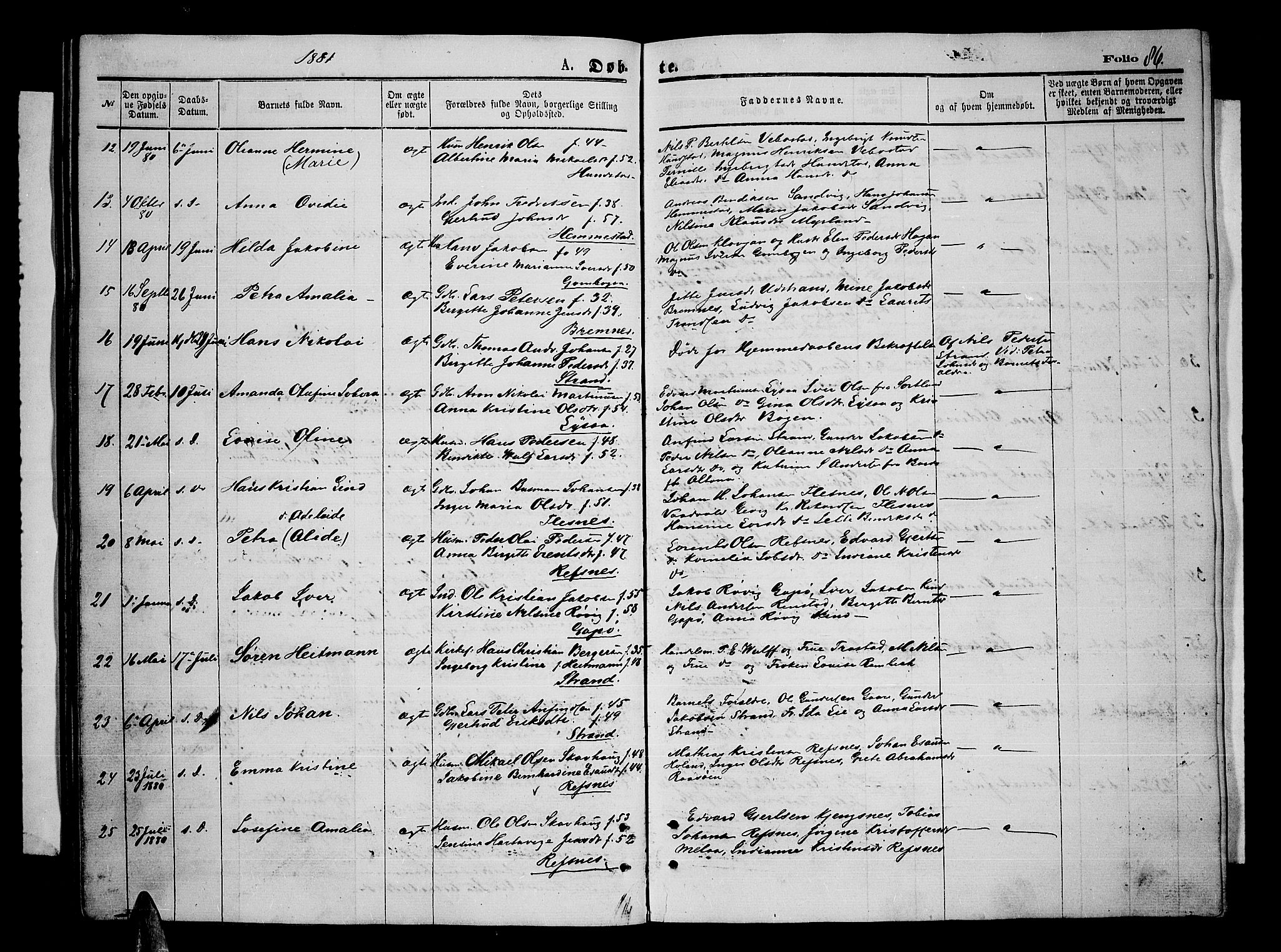 Kvæfjord sokneprestkontor, AV/SATØ-S-1323/G/Ga/Gab/L0004klokker: Parish register (copy) no. 4, 1870-1886, p. 86