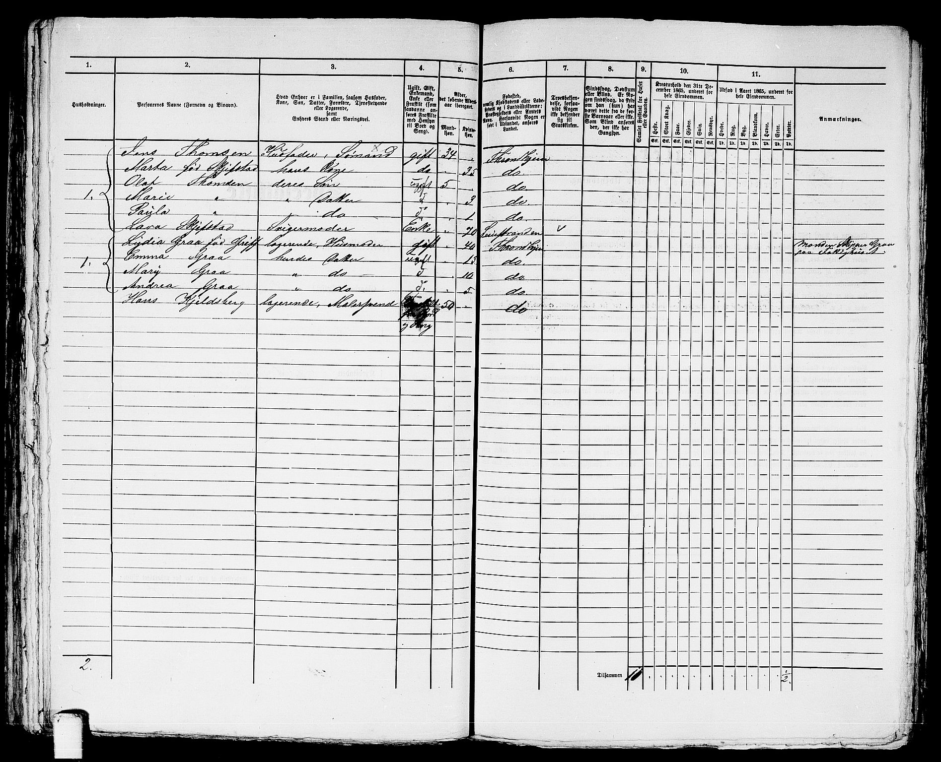 RA, 1865 census for Trondheim, 1865, p. 2336