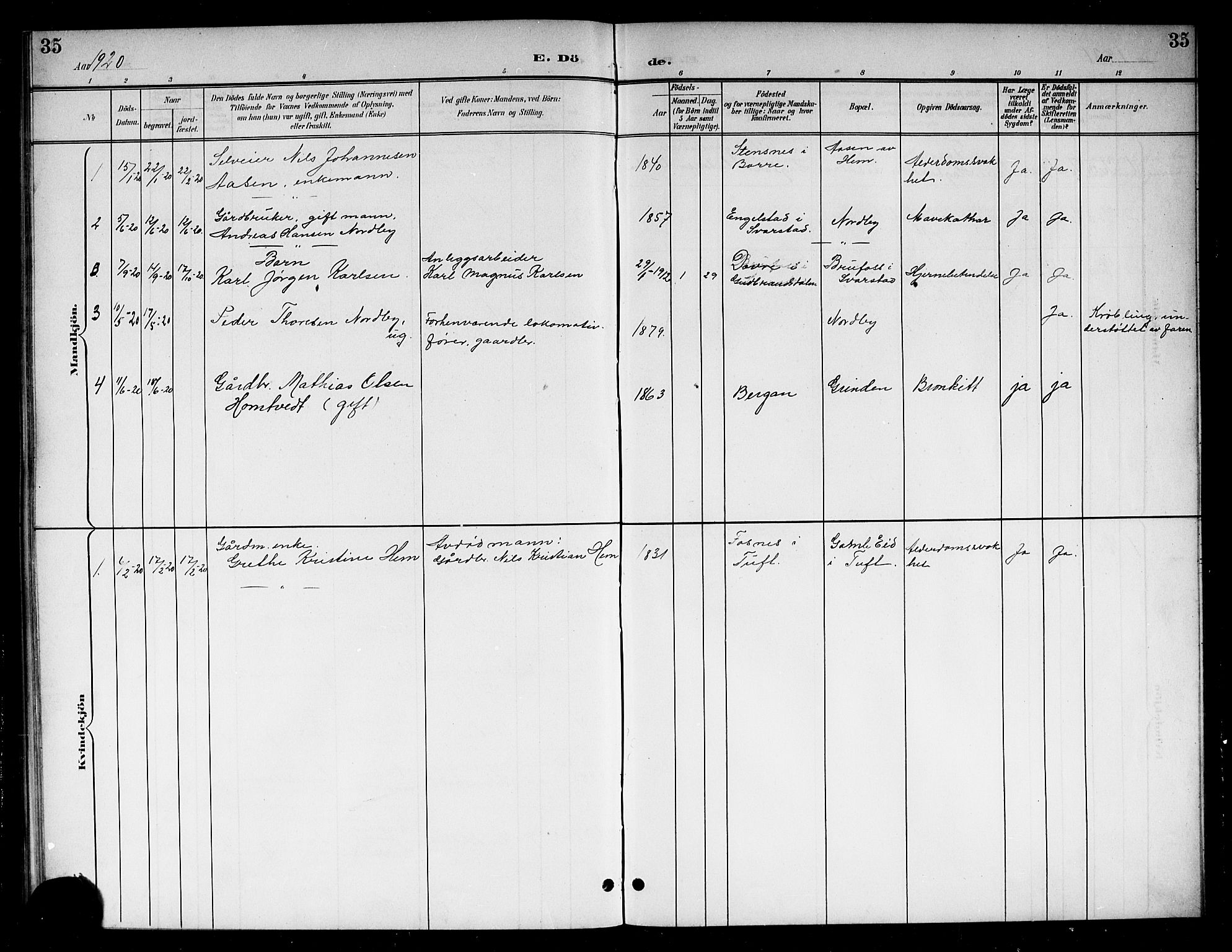 Lardal kirkebøker, AV/SAKO-A-350/G/Gb/L0002: Parish register (copy) no. II 2, 1900-1922, p. 35