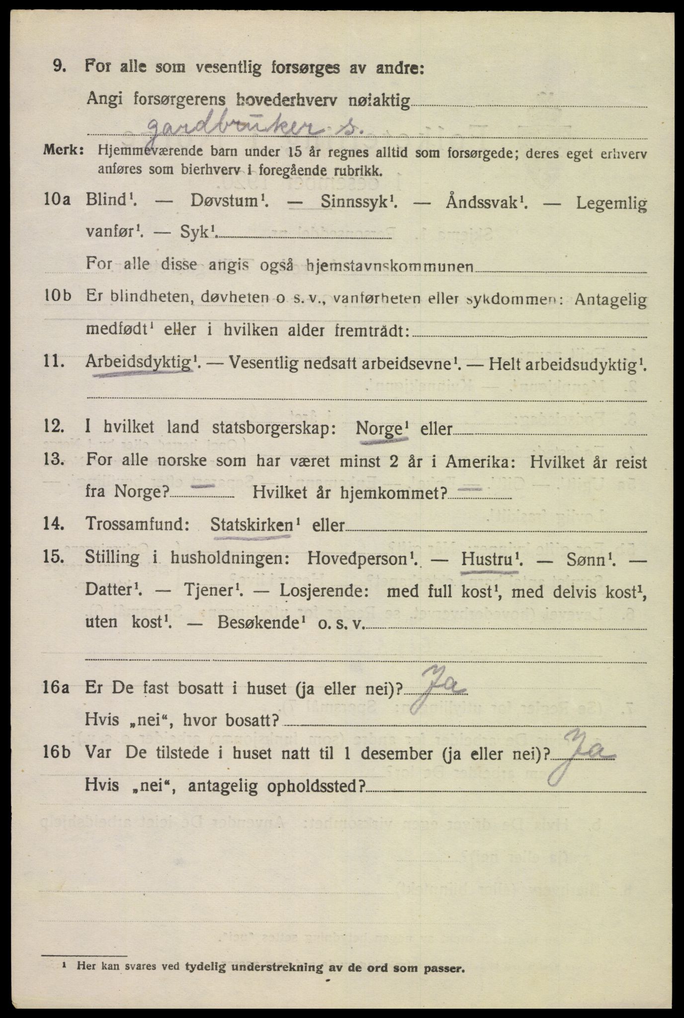 SAK, 1920 census for Lista, 1920, p. 13420