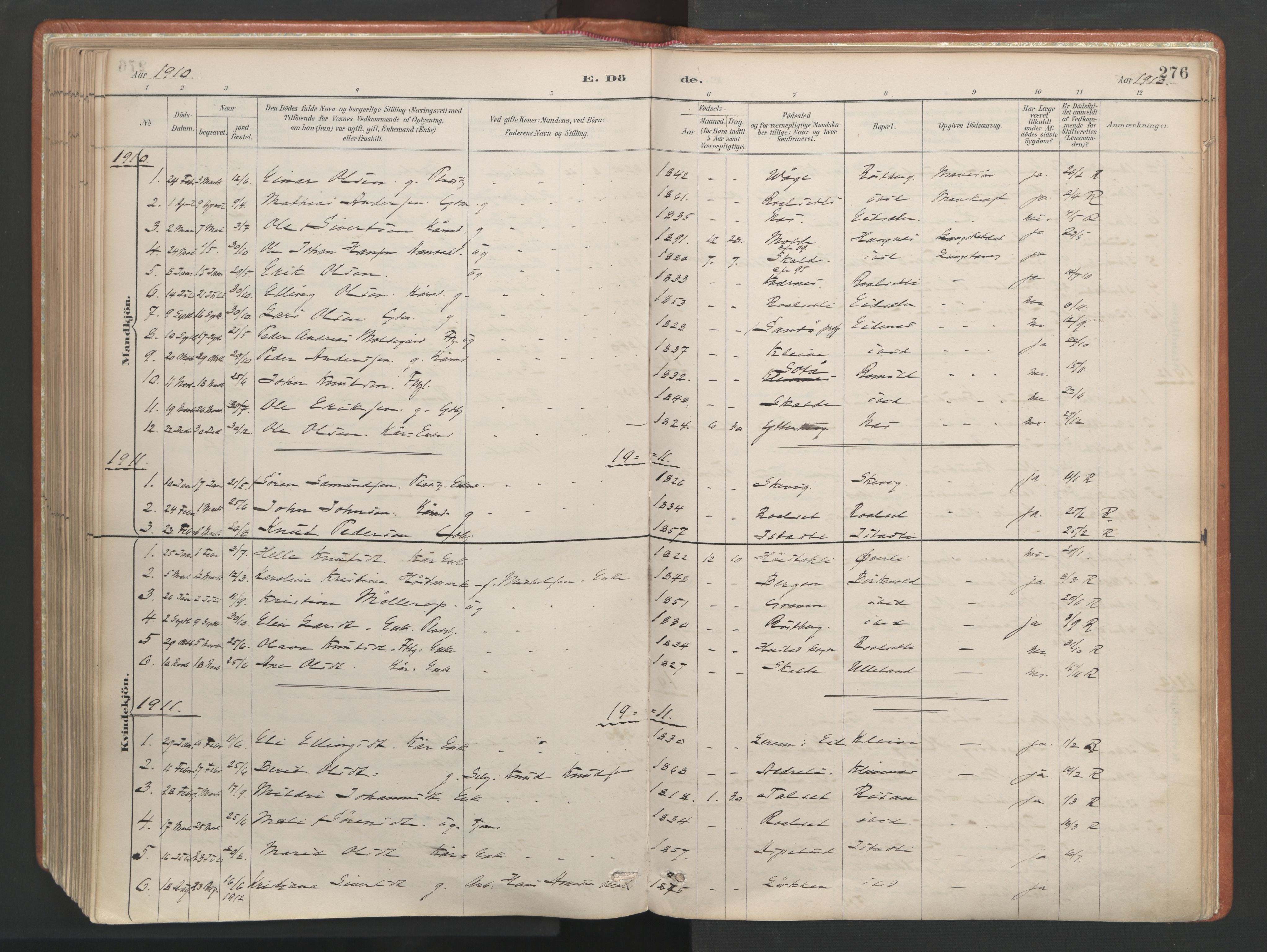 Ministerialprotokoller, klokkerbøker og fødselsregistre - Møre og Romsdal, SAT/A-1454/557/L0682: Parish register (official) no. 557A04, 1887-1970, p. 276