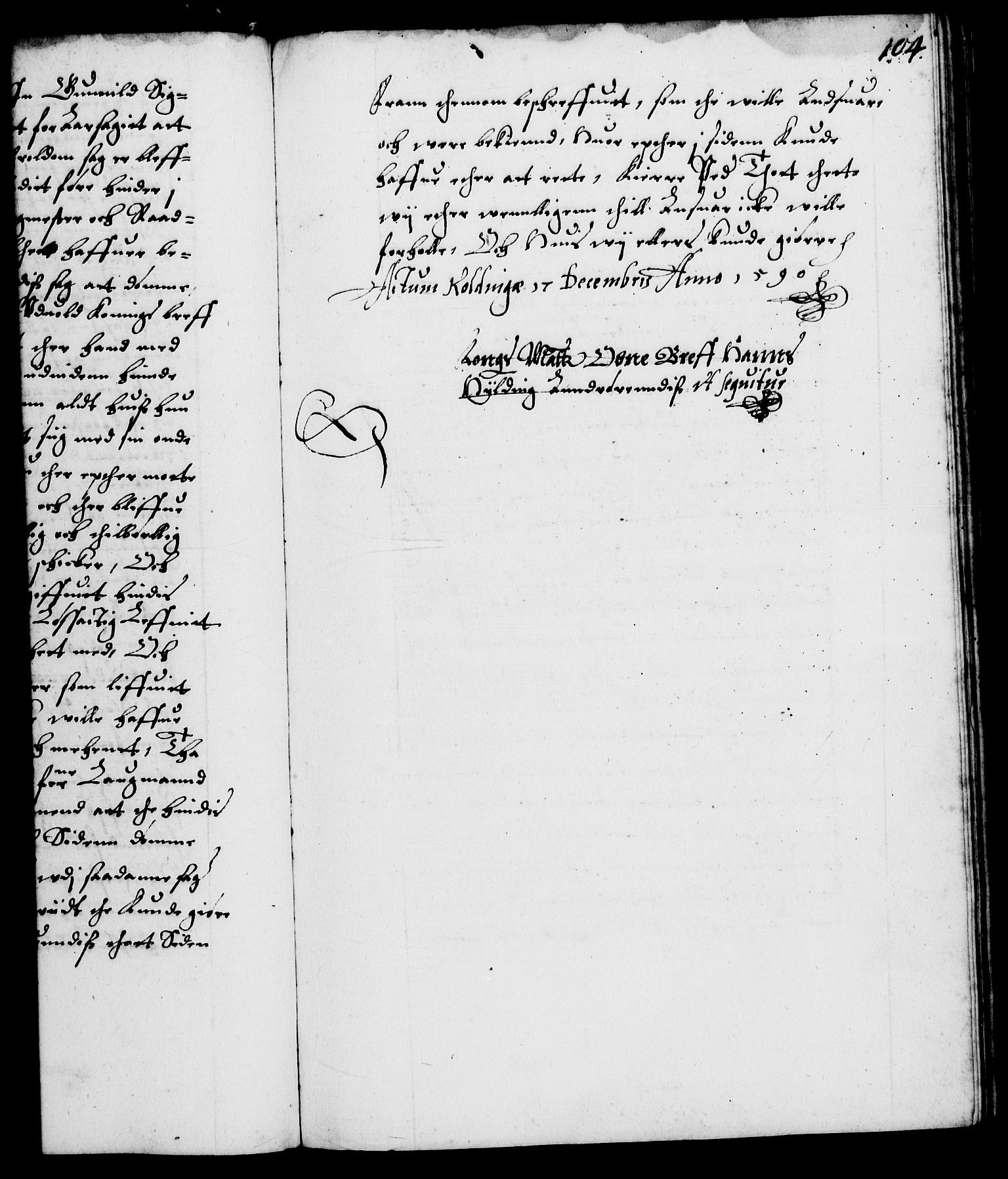 Danske Kanselli 1572-1799, RA/EA-3023/F/Fc/Fca/Fcab/L0002: Norske tegnelser (mikrofilm), 1588-1596, p. 104a