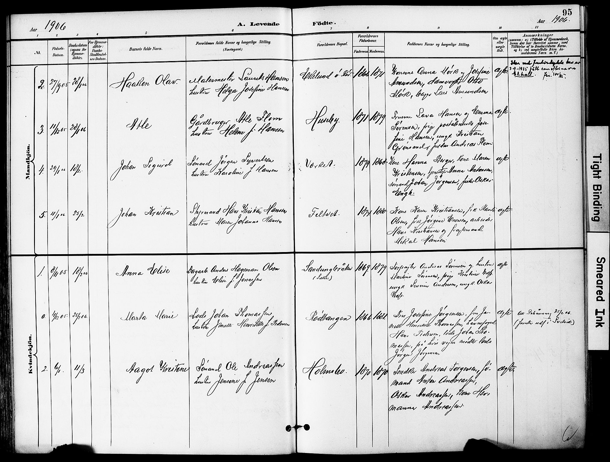 Hurum kirkebøker, AV/SAKO-A-229/F/Fa/L0015: Parish register (official) no. 15, 1896-1908, p. 95