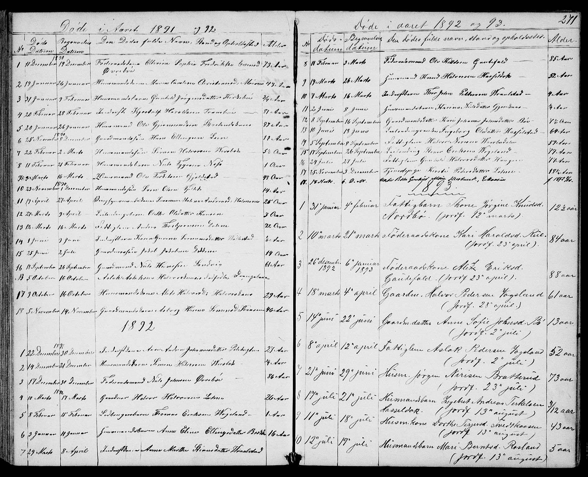 Drangedal kirkebøker, SAKO/A-258/G/Gb/L0001: Parish register (copy) no. II 1, 1856-1894, p. 271