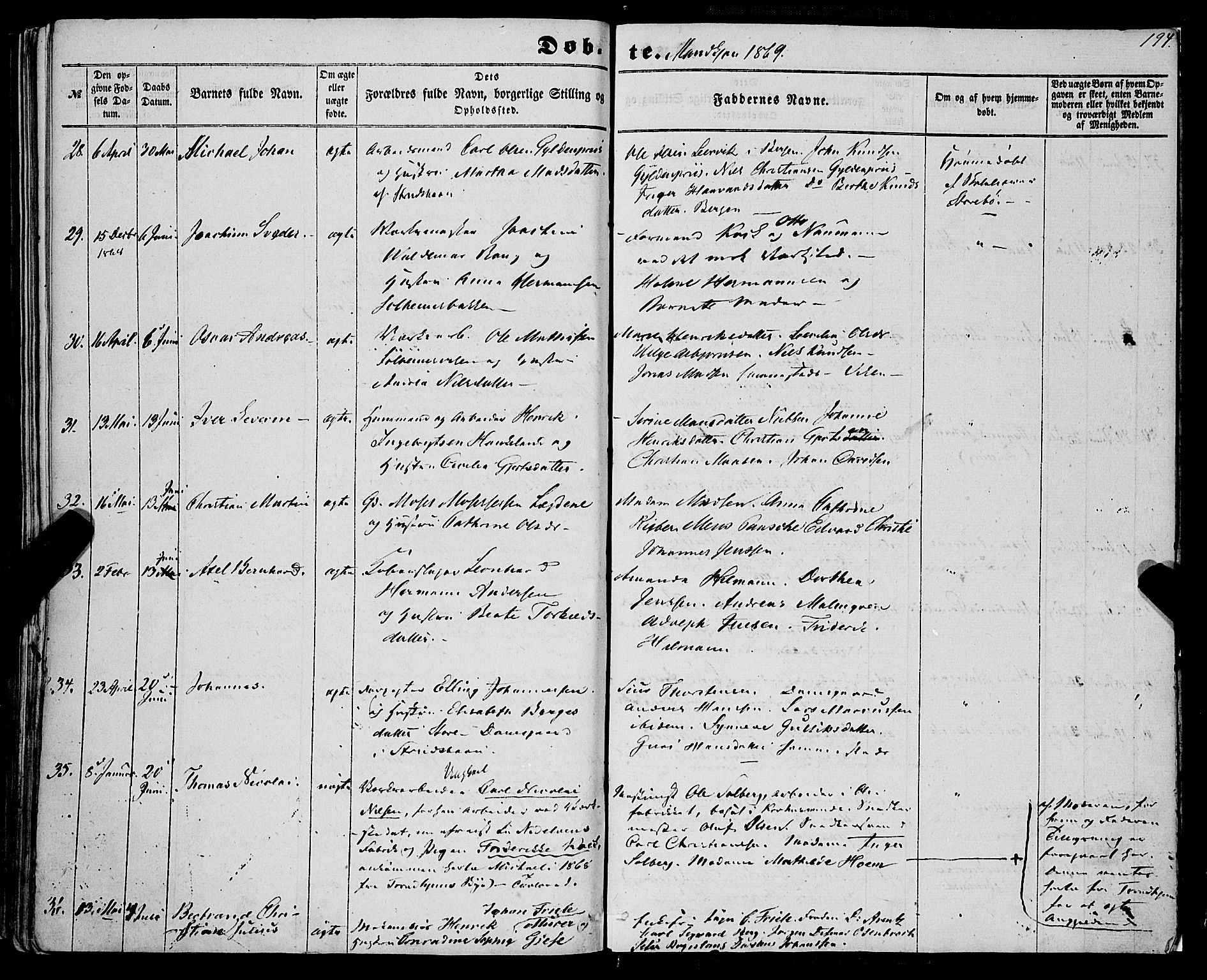 St. Jørgens hospital og Årstad sokneprestembete, SAB/A-99934: Parish register (official) no. A 5, 1857-1869, p. 194