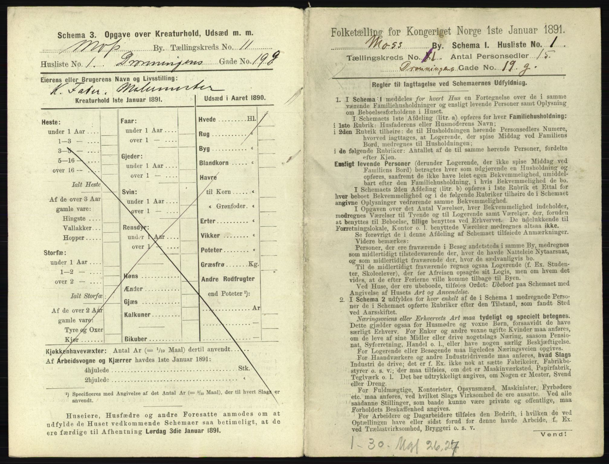 RA, 1891 census for 0104 Moss, 1891, p. 752