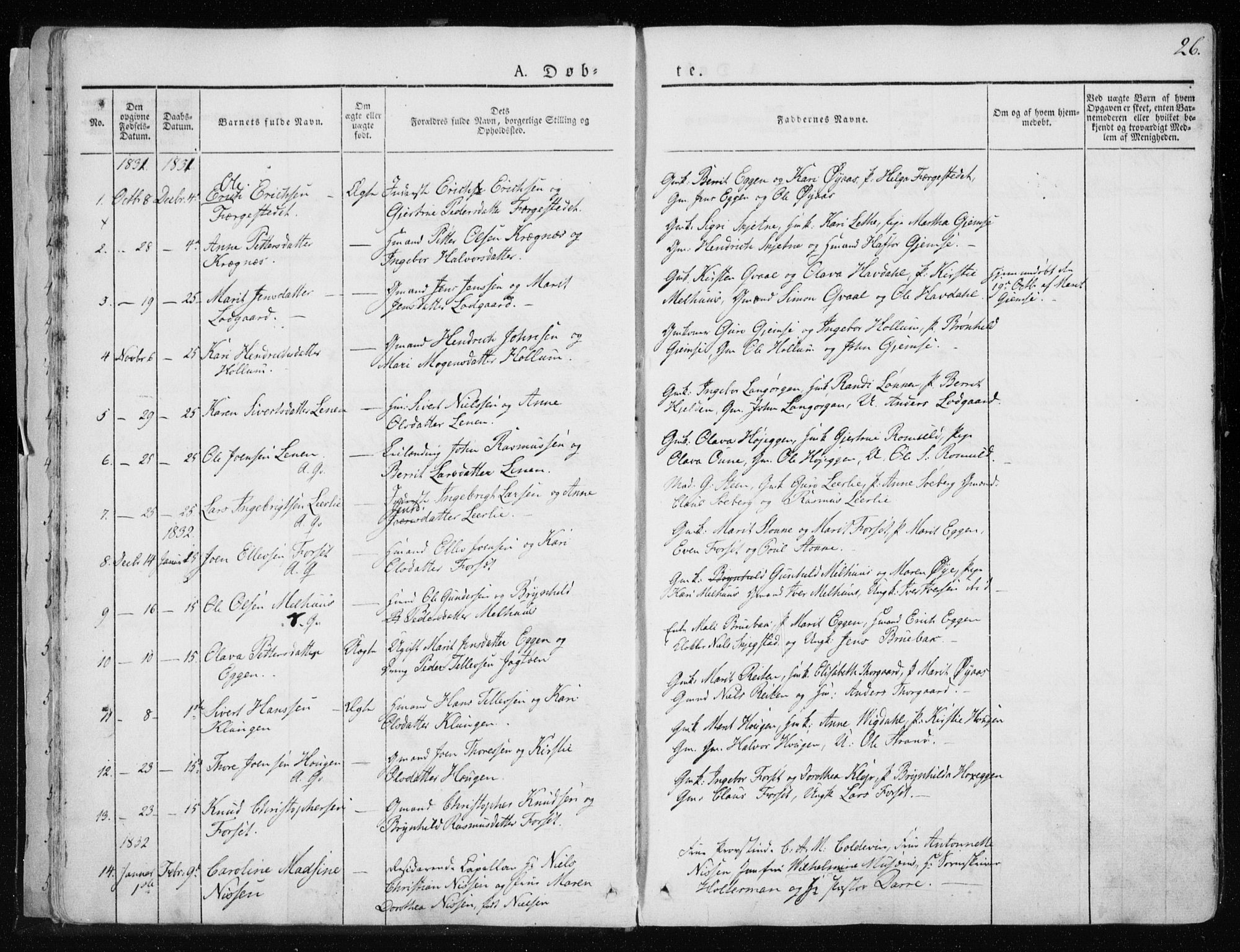 Ministerialprotokoller, klokkerbøker og fødselsregistre - Sør-Trøndelag, SAT/A-1456/691/L1069: Parish register (official) no. 691A04, 1826-1841, p. 26