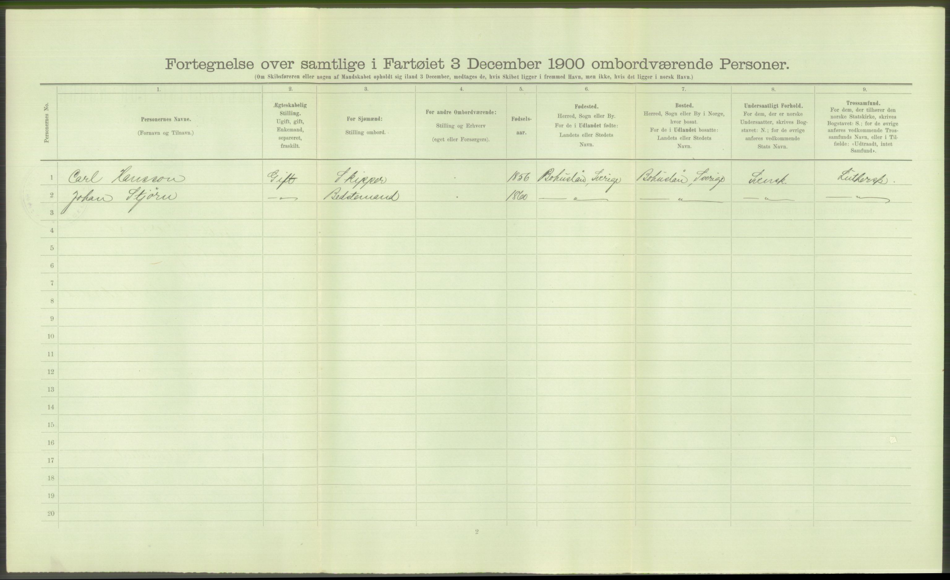 RA, 1900 Census - ship lists from ships in Norwegian harbours, harbours abroad and at sea, 1900, p. 40