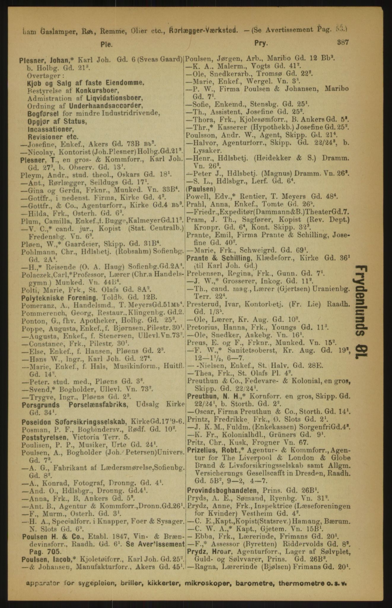 Kristiania/Oslo adressebok, PUBL/-, 1891, p. 387