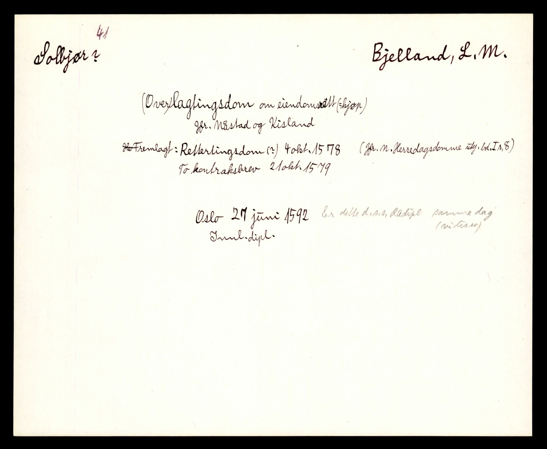 Riksarkivets diplomsamling, AV/RA-EA-5965/F35/F35e/L0025: Registreringssedler Vest-Agder 1, 1400-1700, p. 339