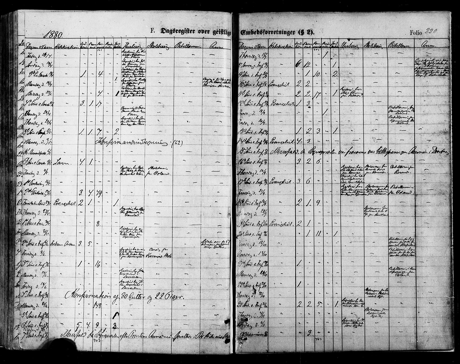 Ministerialprotokoller, klokkerbøker og fødselsregistre - Nordland, AV/SAT-A-1459/895/L1370: Parish register (official) no. 895A05, 1873-1884, p. 220