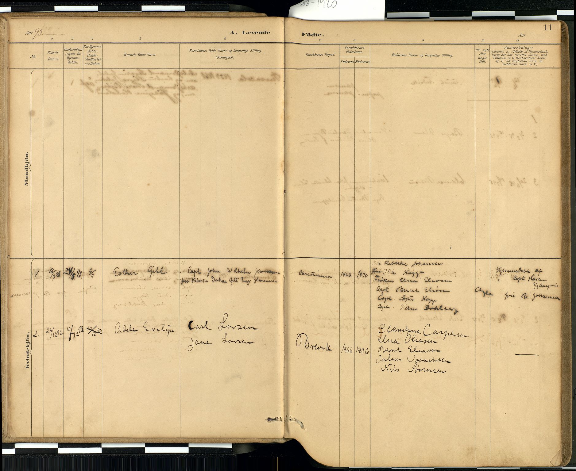 Den norske sjømannsmisjon i utlandet / Quebec (Canada) samt Pensacola--Savannah-Mobile-New Orleans-Gulfport (Gulfhamnene i USA), SAB/SAB/PA-0114/H/Ha/L0001: Parish register (official) no. A 1, 1887-1924, p. 10b-11a