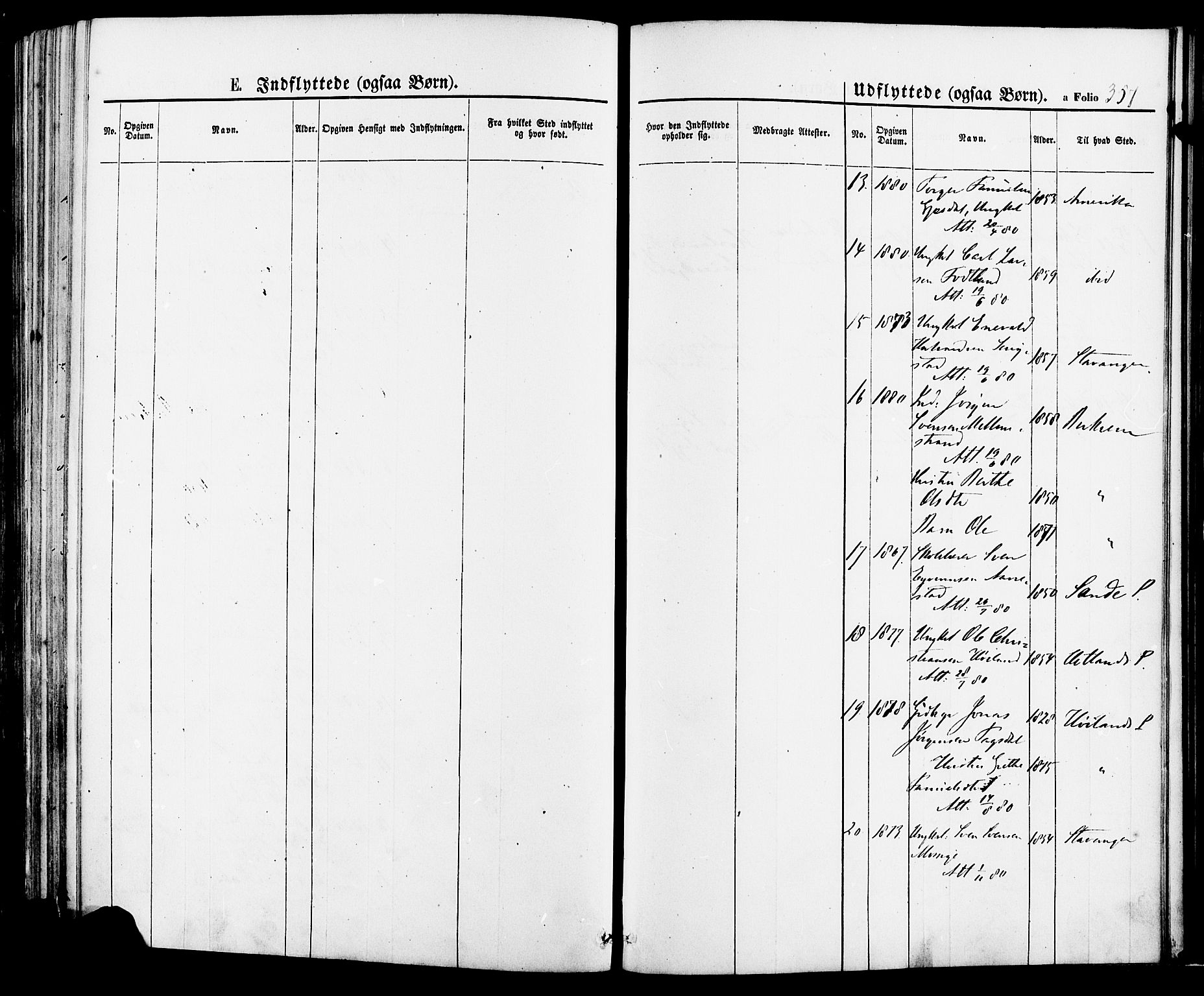 Lye sokneprestkontor, AV/SAST-A-101794/001/30BA/L0008: Parish register (official) no. A 7, 1872-1881, p. 357