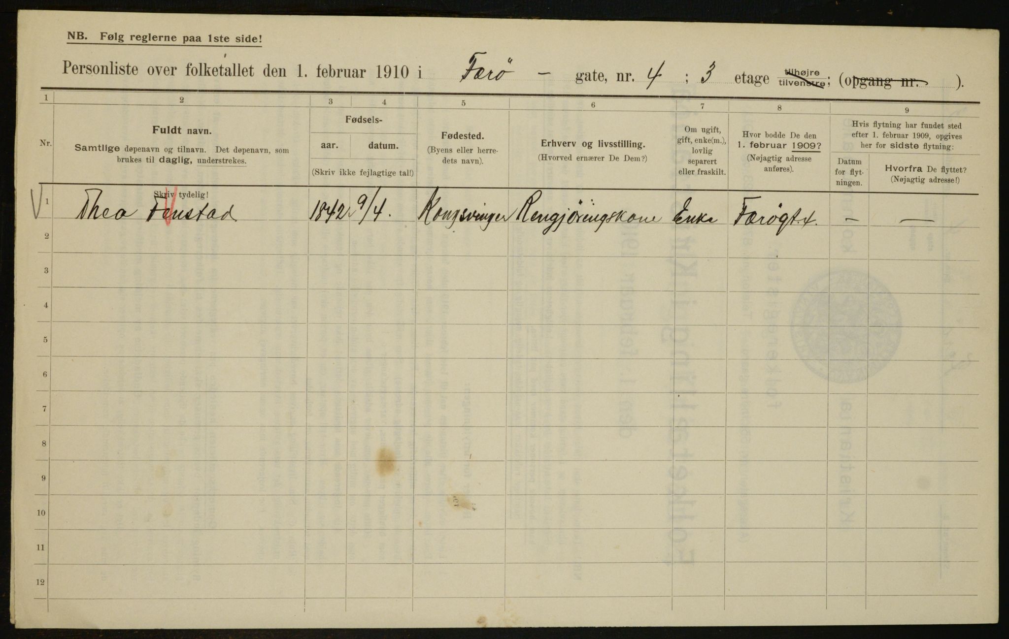 OBA, Municipal Census 1910 for Kristiania, 1910, p. 27100