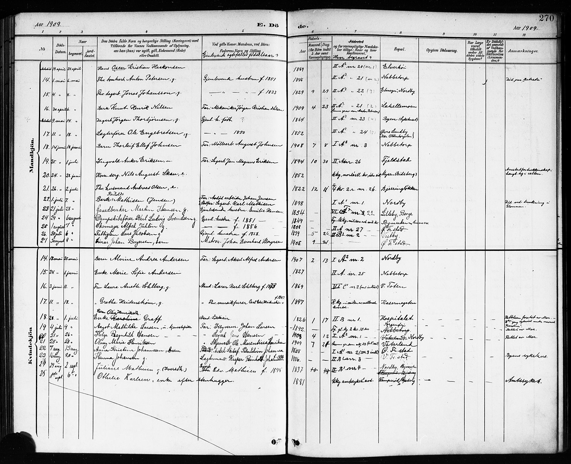 Østre Fredrikstad prestekontor Kirkebøker, SAO/A-10907/G/Ga/L0002: Parish register (copy) no. 2, 1900-1919, p. 270