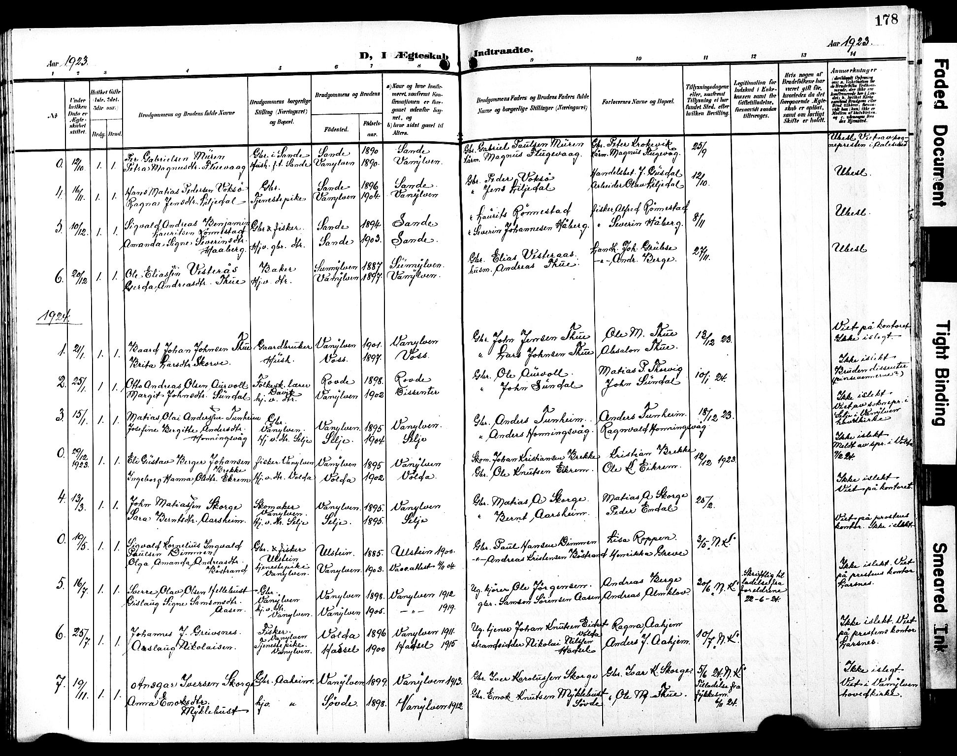 Ministerialprotokoller, klokkerbøker og fødselsregistre - Møre og Romsdal, SAT/A-1454/501/L0018: Parish register (copy) no. 501C04, 1902-1930, p. 178