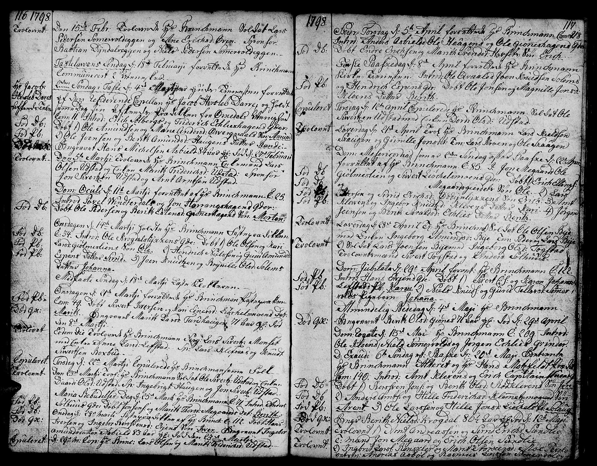 Ministerialprotokoller, klokkerbøker og fødselsregistre - Sør-Trøndelag, SAT/A-1456/668/L0815: Parish register (copy) no. 668C04, 1791-1815, p. 116-117