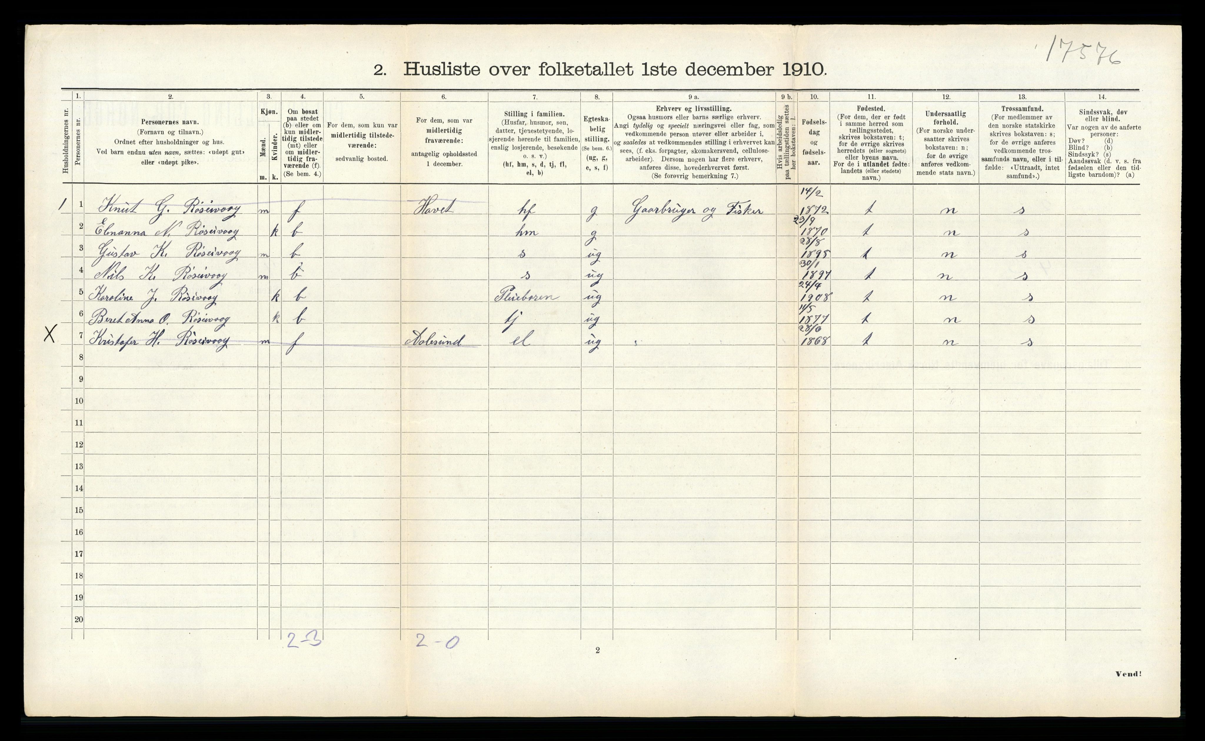 RA, 1910 census for Aukra, 1910, p. 229